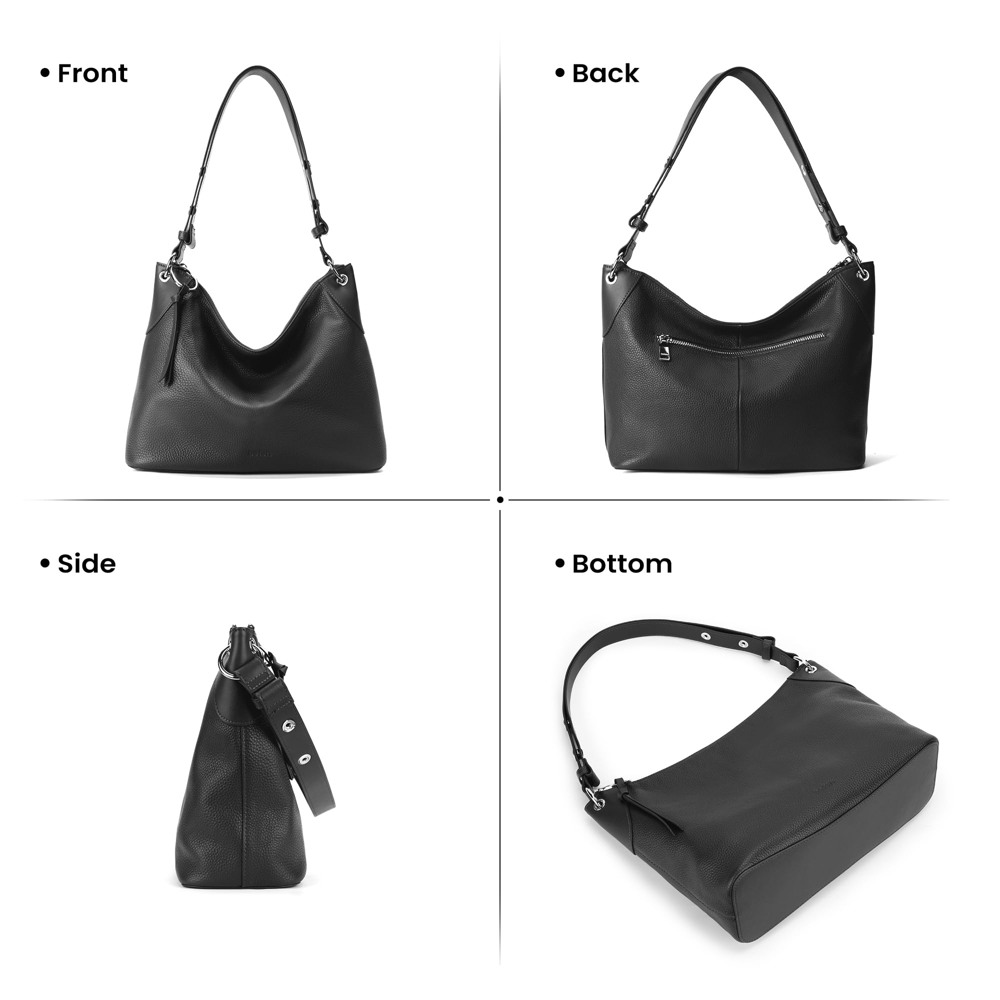 befen Genuine Leather Hobo Crossbody Bags for Women, Black Soft Real Leather Hnadbags Womens Crossbody Purse Shoulder Bag Everyday Hobo Bags with Adjustable Strap & Tassel for Work& Daily & Travel