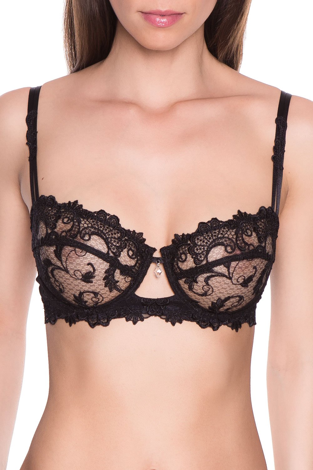 Lise Charmel Women's Dressing Floral Demi Cup Bra, ACC3088, Black, 36B