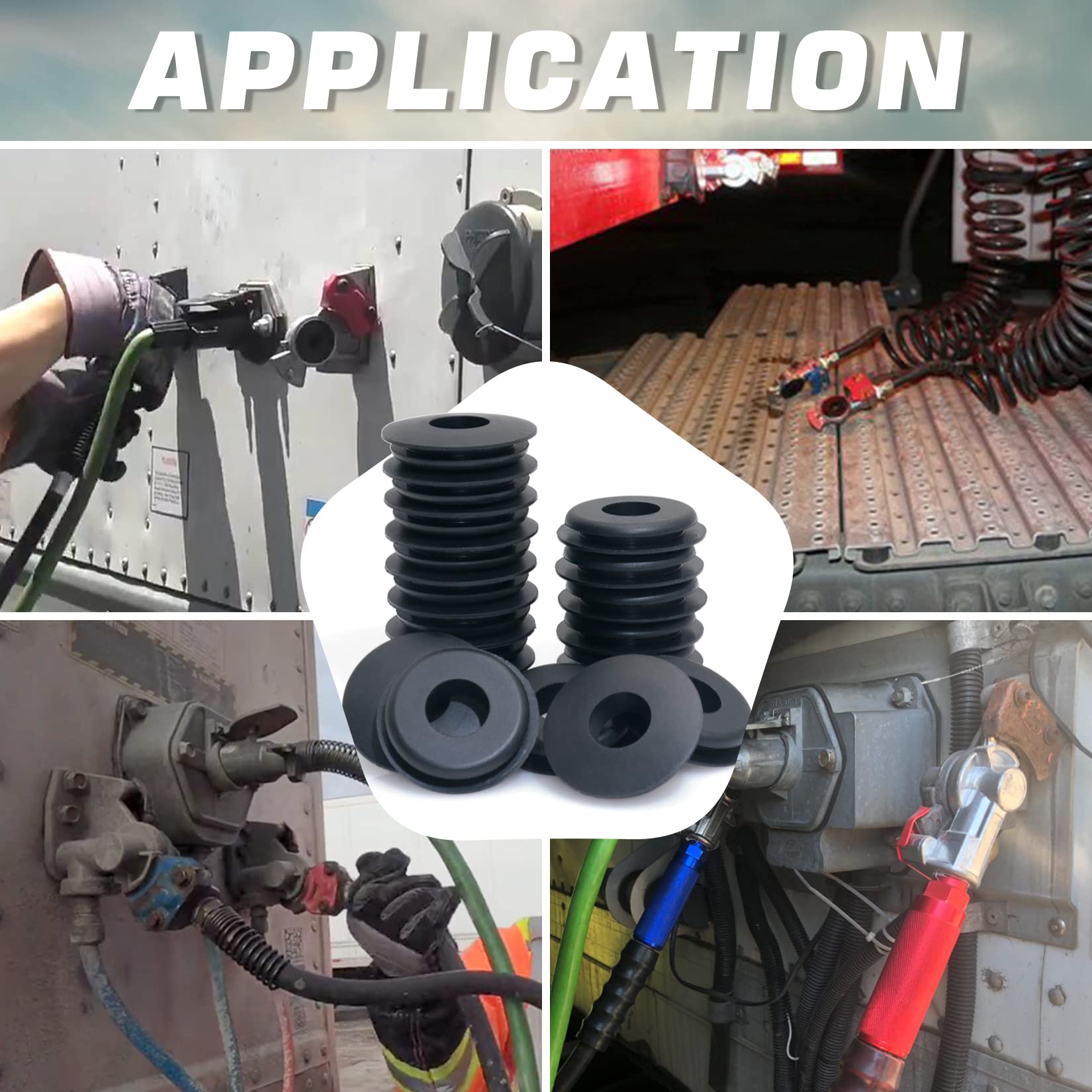 GREPSPUD 100pcs Glad Hand Seals Rubber Truck Gladhand Seals Black Polyurethane Seal Washers Grommets Round Gaskets for Semi Trucks Trailers Tractors, Parts Number 10028