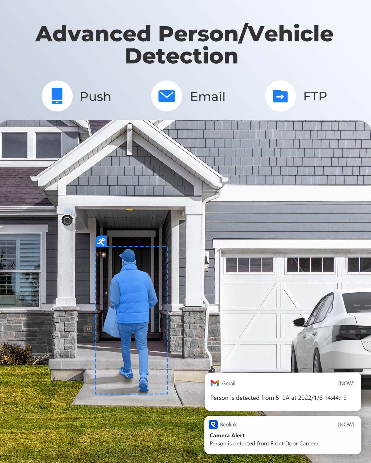 REOLINK 5MP PoE Security Camera, Outdoor Indoor Surveillance for home, Person/Vehicle/Pet Detection, Time-Lapse, 100ft IR Night Vision, Work with Smart Home, support 256GB SD Card, RLC-510A(Pack of 2)