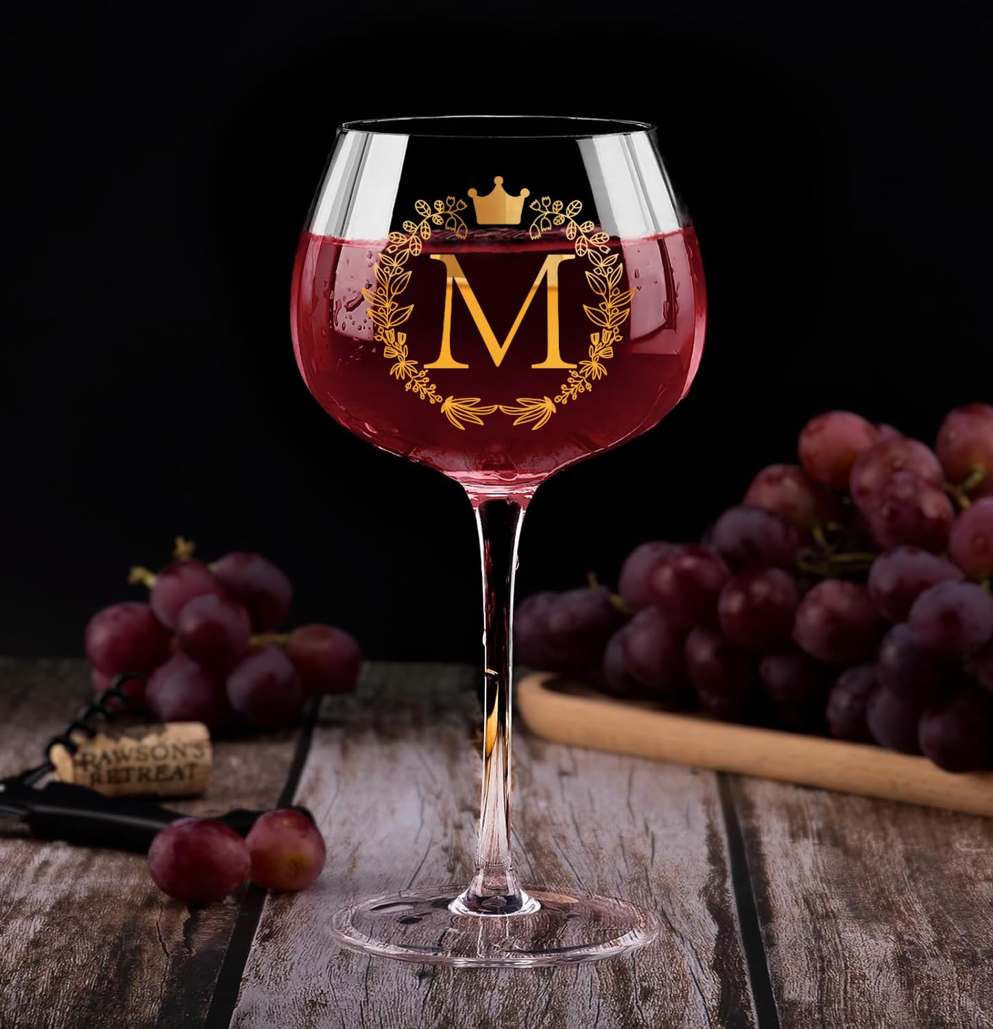 Personalized Custom Birthday Red Wine Glass for Women, Engagement Gift for Couples, Wedding Retirement Initial, 16oz Bride Wine Glass, Best for Wine Lovers, Monogrammed Cup A (M)