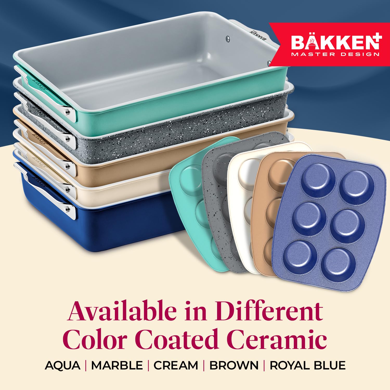 BAKKENMASTER Square Cake Pan - Aluminized Steel, Ceramic Non-Stick Coating, Non-Toxic, Ideal Size, Heavy-Duty, Elevate Your Baking with Durability and Style!