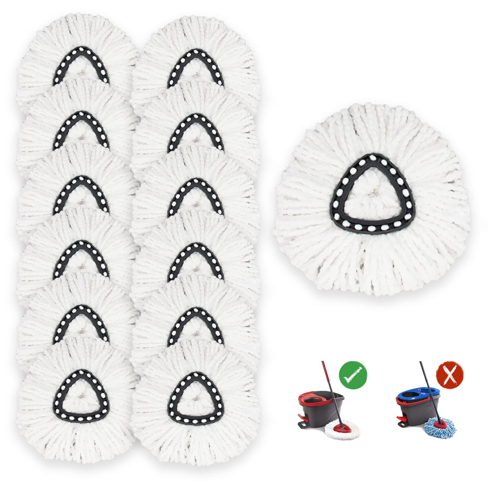 12 Pcs Mop Heads Replacements,AuFreedo Microfiber Mop Refills Spin Mop Replacement Head Easy Cleaning Replacement Mop Heads