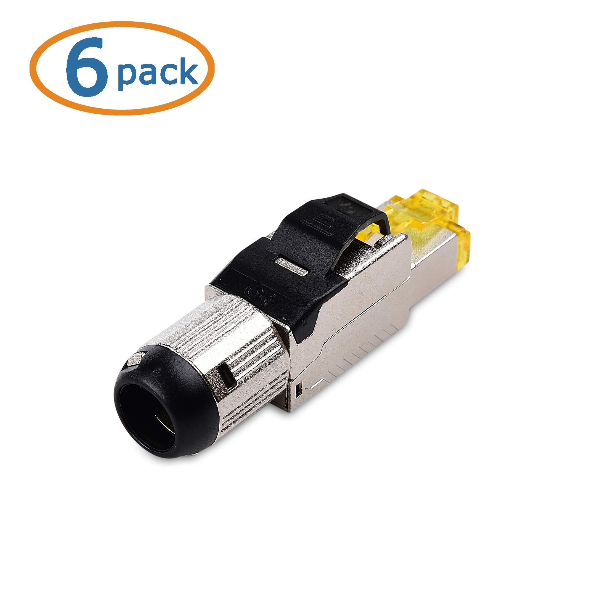 Cable Matters 10Gbps 6-Pack Tool-Free Shielded Cat6a / Cat6 RJ45 Termination Plug Connector, Cat6 Connector, Cat6 Plug