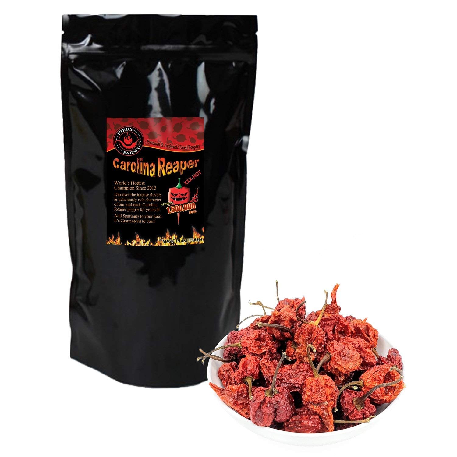 Fiery Farms Carolina Reaper Flakes - 4 oz - 1.5M to 2M SHUs Extremely Hot Red Chili Pepper Flakes, Pure, No Additives