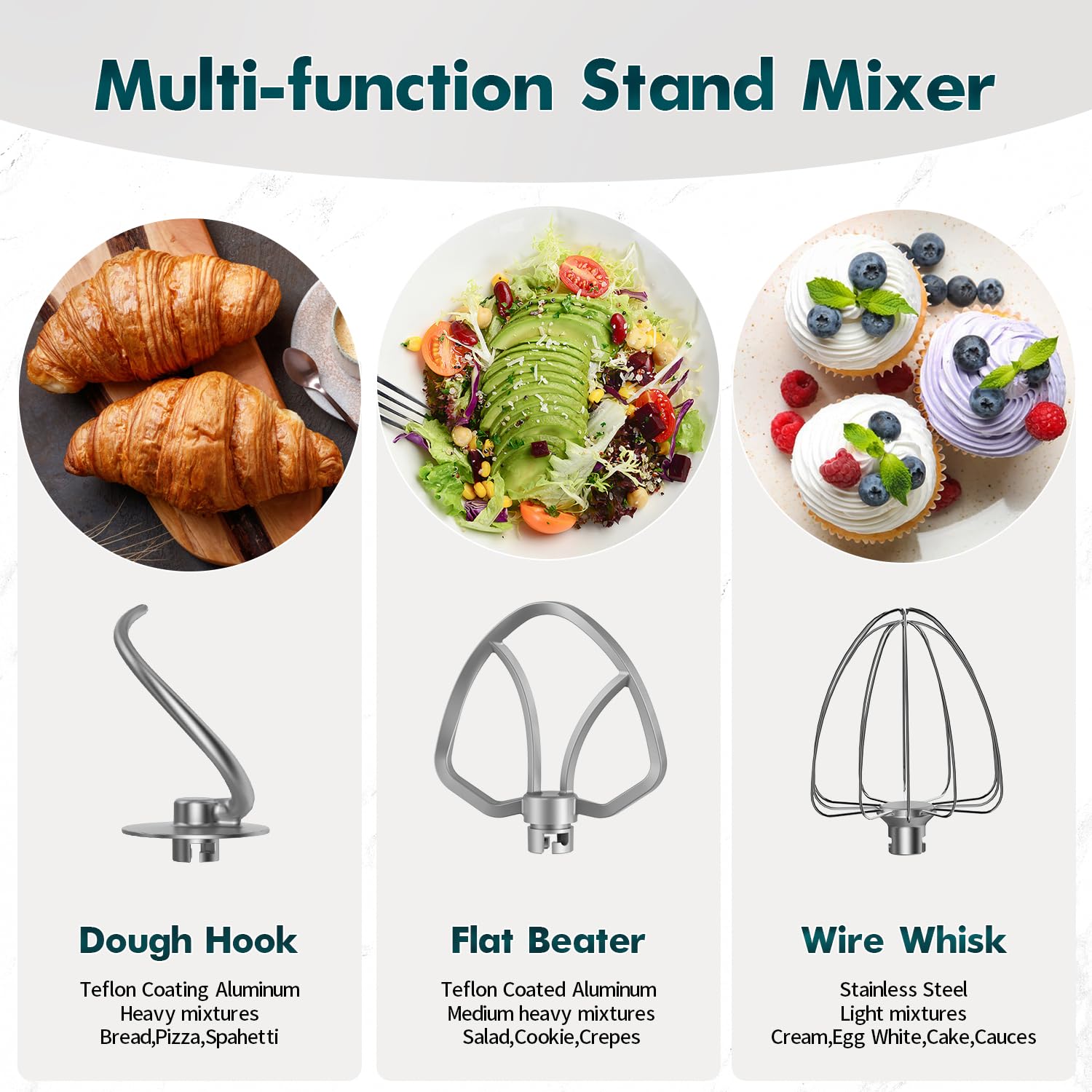 COOKLEE Stand Mixer, 9.5 Qt. 660W Electric Kitchen Mixer with Dishwasher-Safe Dough Hooks, Flat Beaters, Wire Whip & Pouring Shield Attachments for Most Home Cooks, Champagne