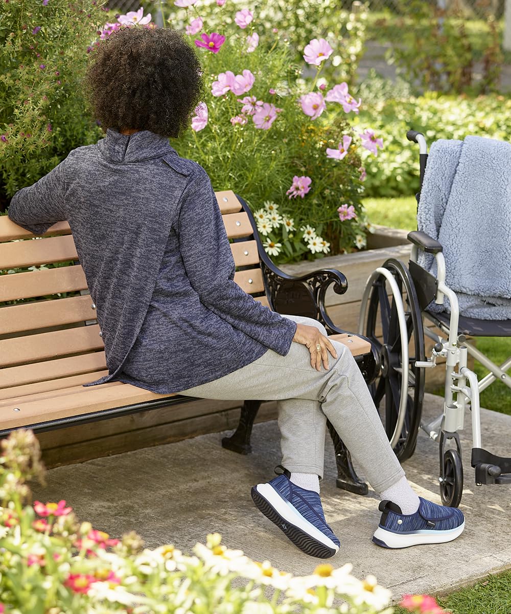 Silvert's Adaptive Clothing & Footwear Women's Open Back Cowl Neck Top - Blue Stone 3XL