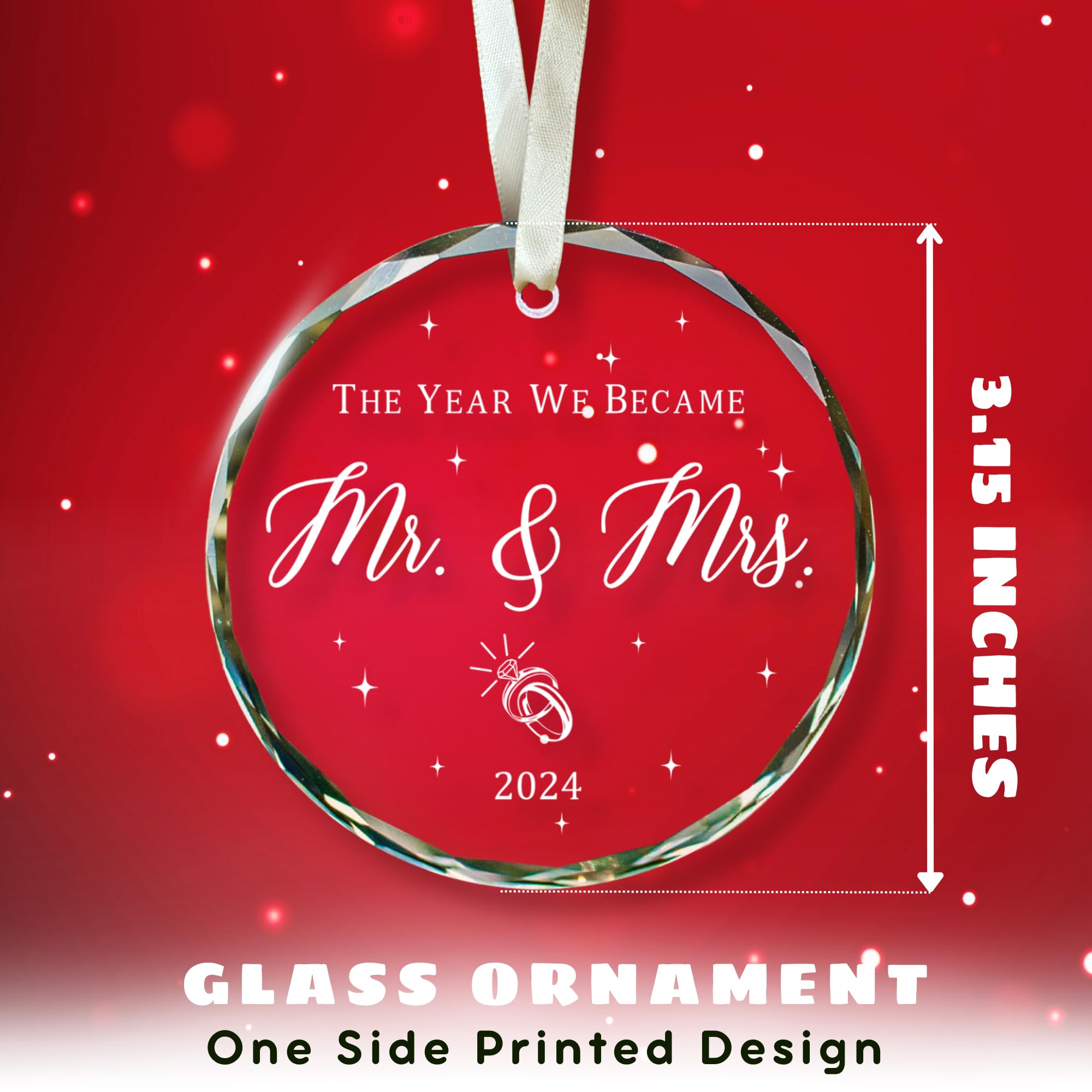 Wedding Gifts - Mr and Mrs Gifts - Wedding Gifts for Couples 2024, Wedding Gifts for Couple, Wedding Gifts for Bride - Future Mr and Mrs, Bridal Shower Gifts - 1st Married Christmas Glass Ornament