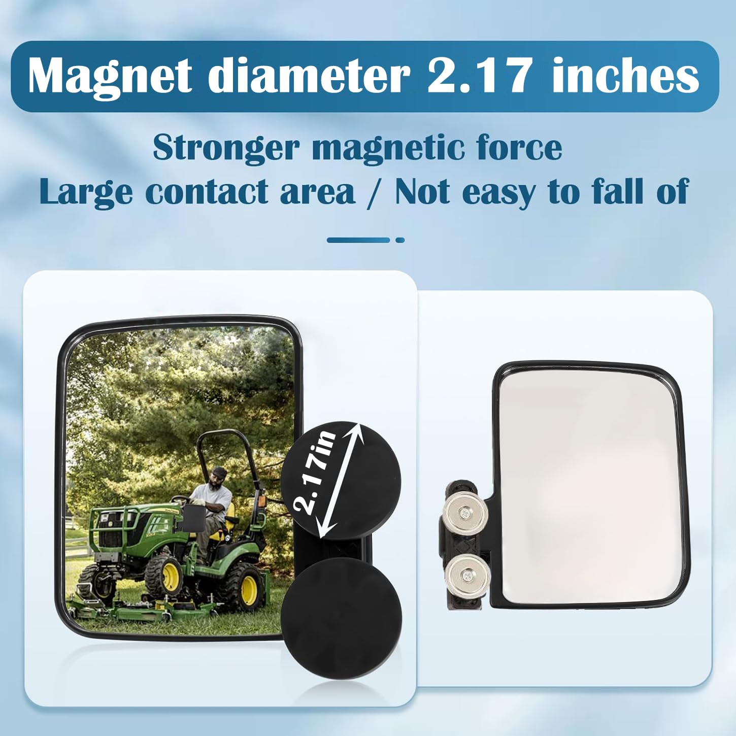 Magnetic Tractor Mirrors, Rearview Mirrors Compatible with Mahindra, Kubota, John Deere, and Lawn Mover Side Mirrors with Strong Magnets, Tractor Accessories Come Pre-Assembled.