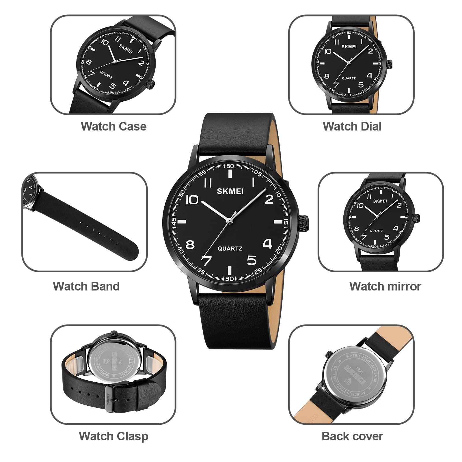 PASOY Unisex Simple Leather Watch for Men Women 40mm Dial Casual Business Watch Analog Reloj de Hombre