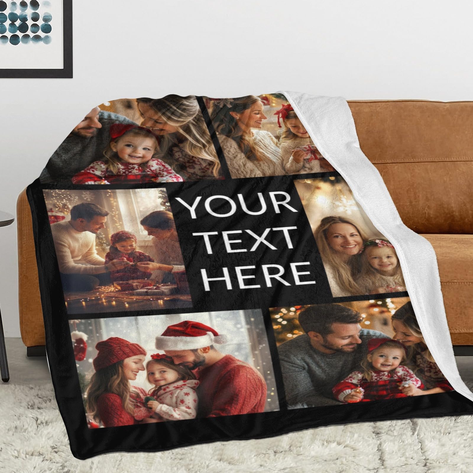 Custom Blanket with Picture Text Personalized Photo Blanket Customized Blanket for Christmas Valentine's Day Birthday Gifts Customized Gifts for Mom Dad Couple Girlfriend Boyfriend Wife Husband