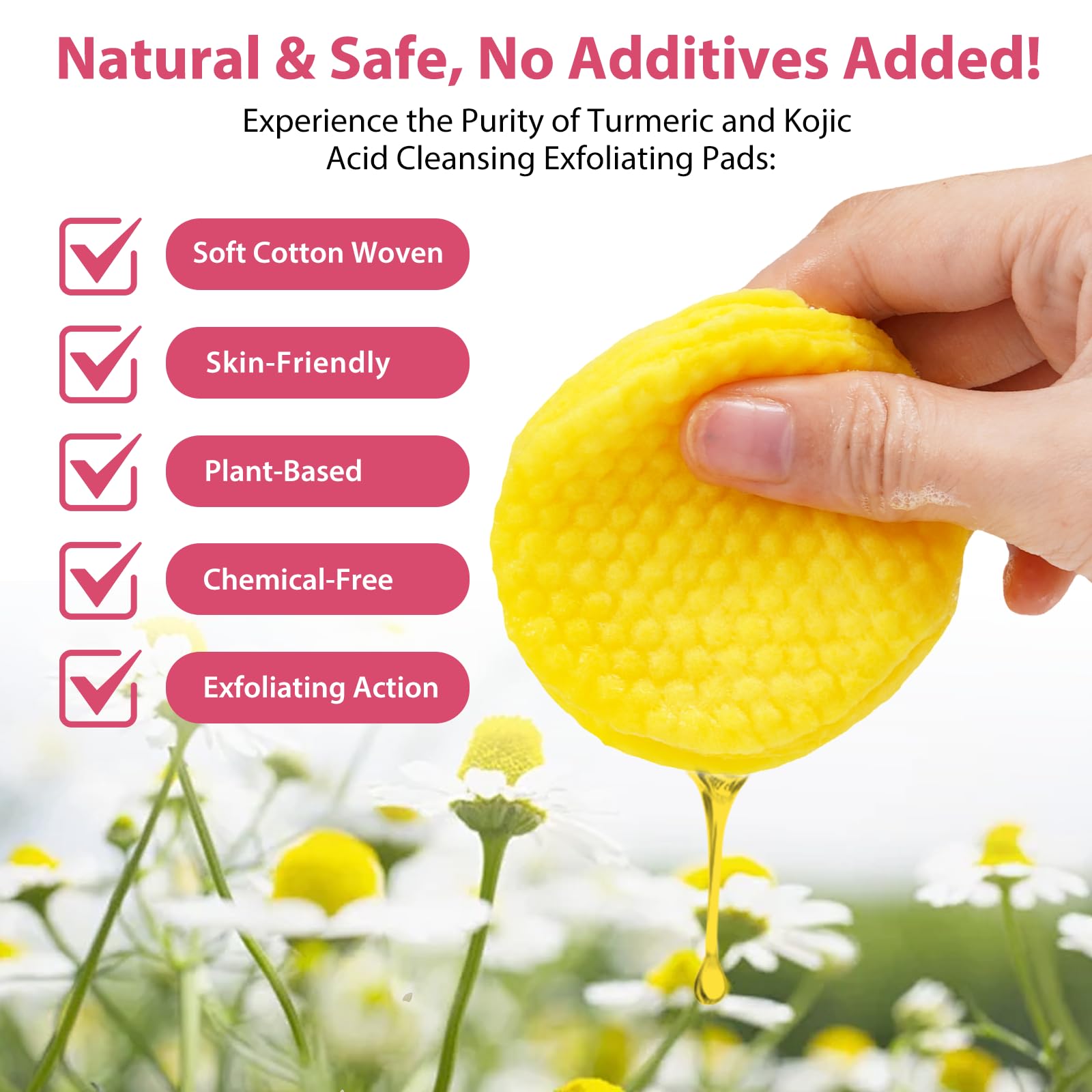 NIFEISHI Turmeric Kojic Acid Cleansing Pads, 80pcs Kojic Acid and Turmeric Cleansing Pads with Vitamin B5, Vitamin C Turmeric, Face Pads, Sugar Turmeric Cleansing Pads for Face