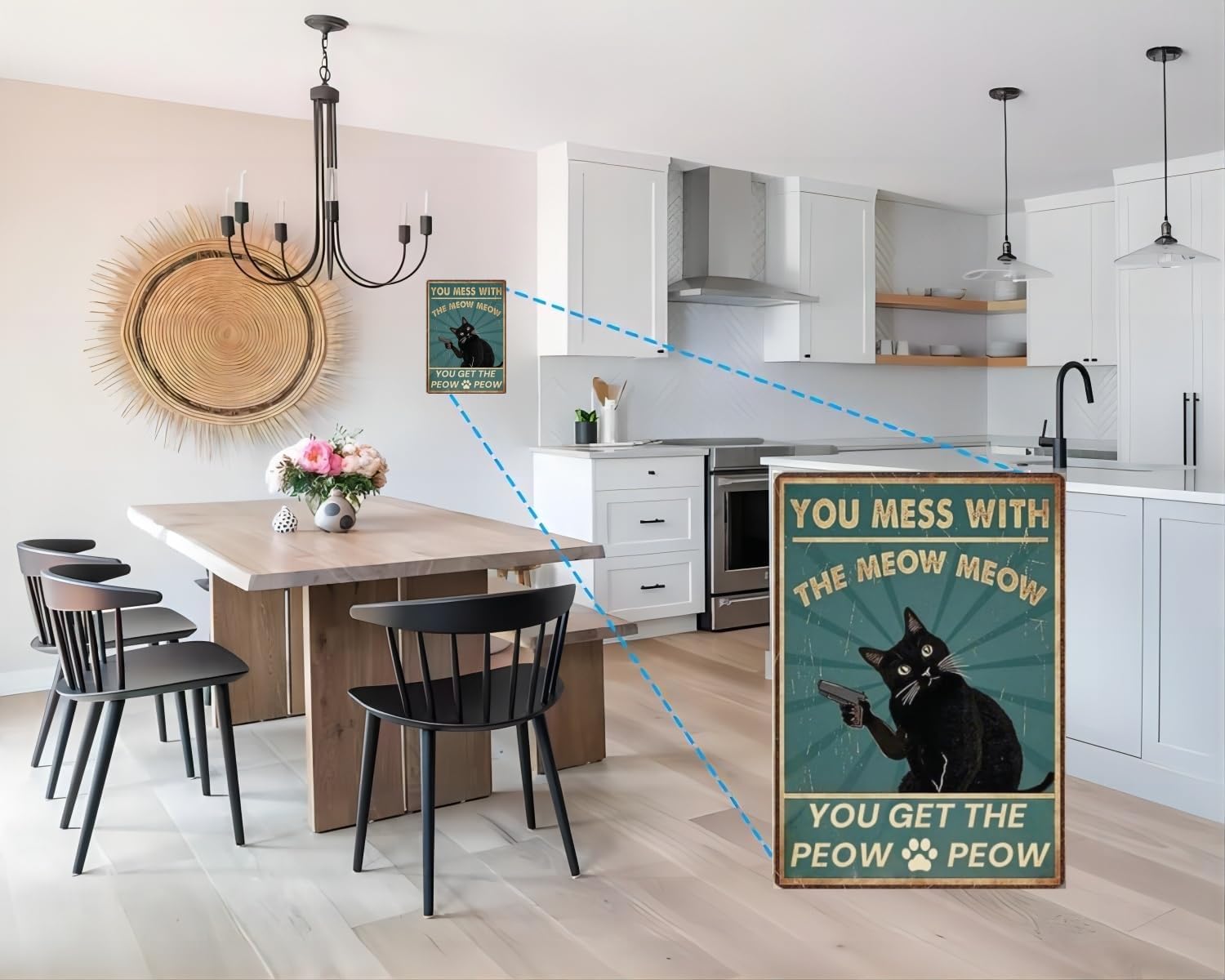 Carastora Retro Cat Decor Sign – Humorous Tin Metal Wall Art for Pet Owners, Perfect for Bedroom, Café, or Kitchen – Cat Lover Gift, 12x8 Inch