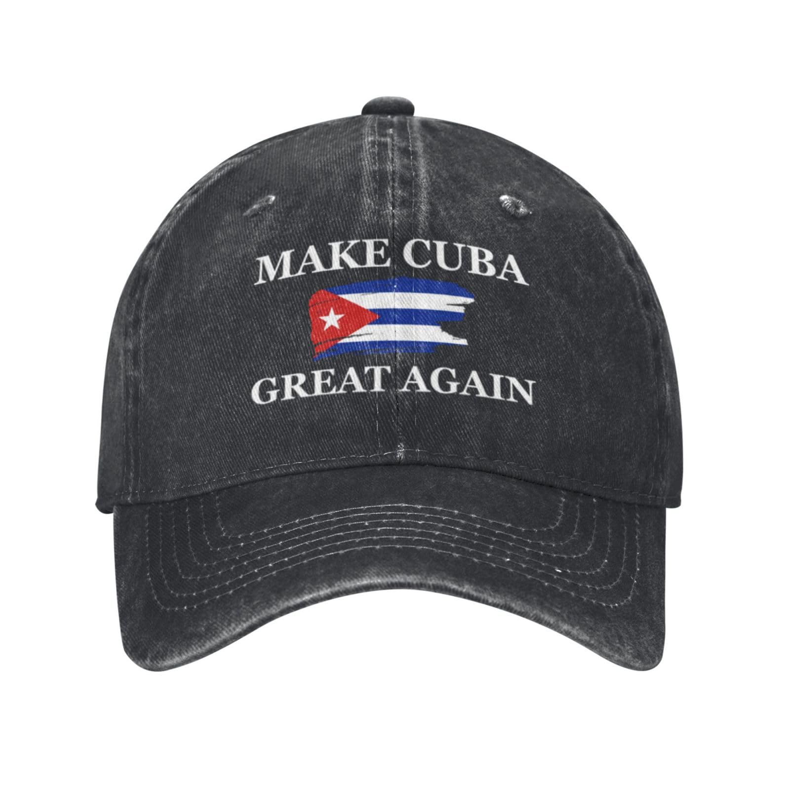Atmostcards Make Cuba Great Again Hat Adjustable Cuban Hats for Men Distressed Mens Baseball Caps Women Denim Cap Black Hat