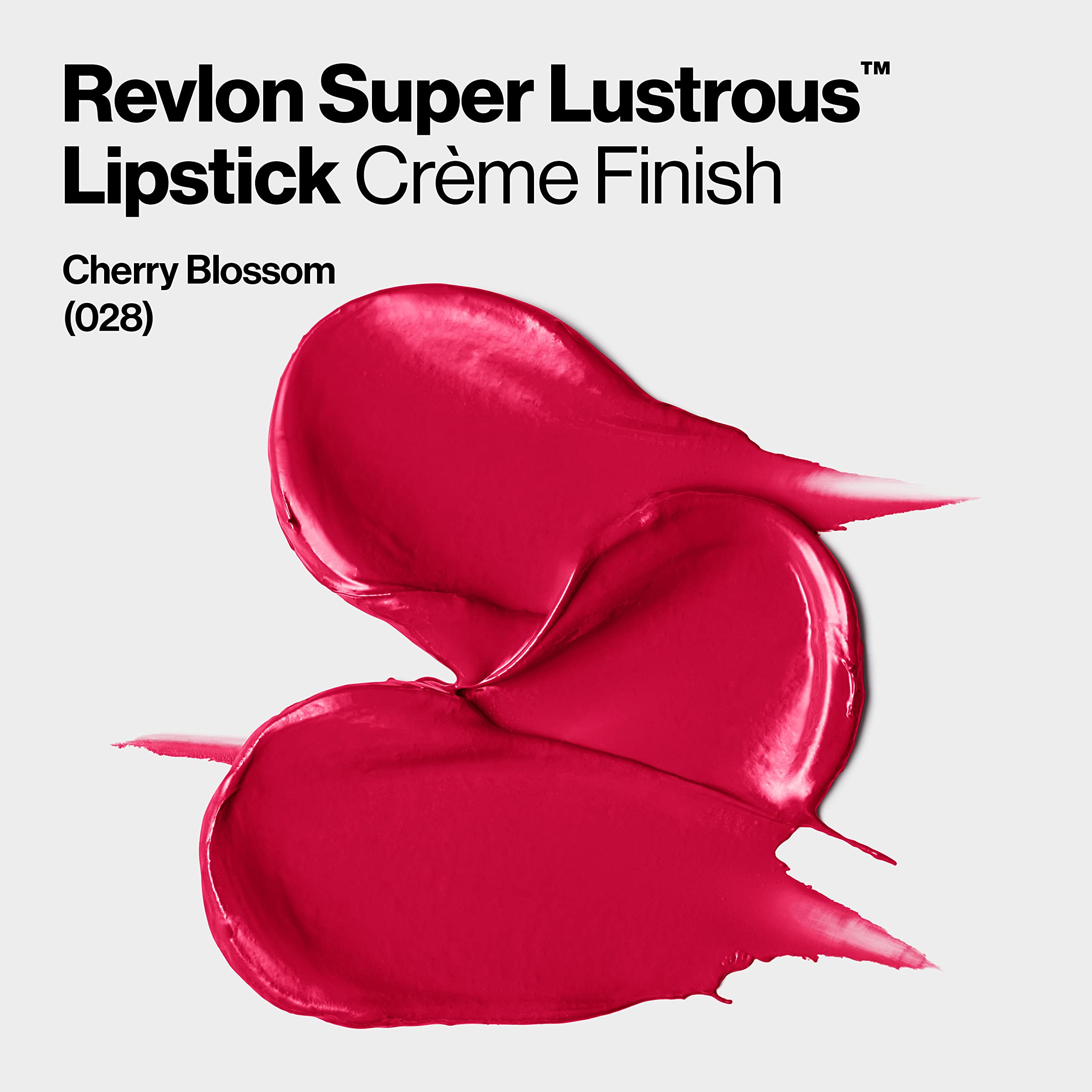 Revlon Lipstick, Super Lustrous Lipstick, Creamy Formula For Soft, Fuller-Looking Lips, Moisturized Feel, Cherry Blossom (028), 0.15 oz