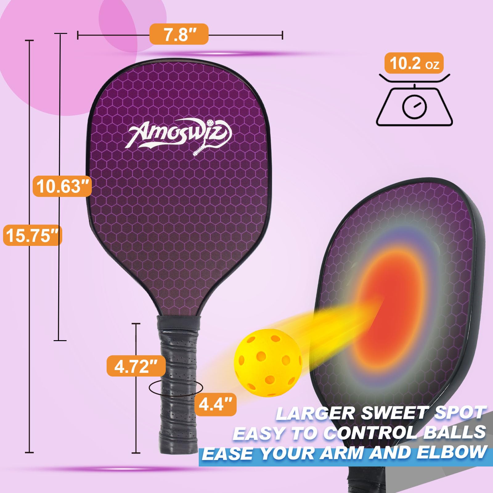 Amoswiz Pickleball Paddles Set of 4, Pickleball Paddles with Bag & 4 Pickleballs Set, Premium Pickle Ball Racket Starter Set, Gifting for Men Women