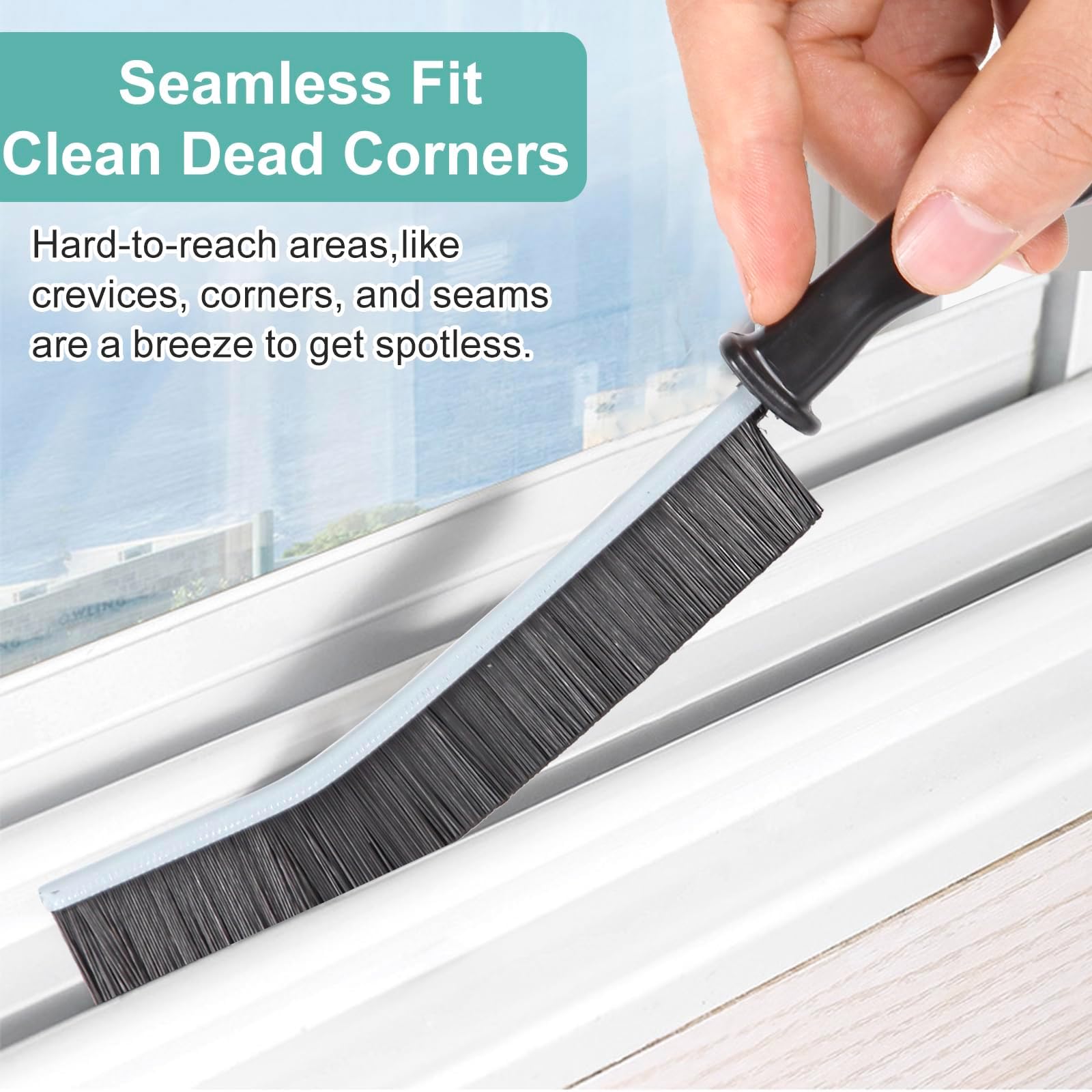 Hard Bristle Crevice Cleaning Brush - Multifunctional Gap Cleaning Brush, Cleaning Tools for Household Use, Home, Kitchen, Bathroom, Window, Vehicle, Faucets, Toilet, Grout (Black Handles)