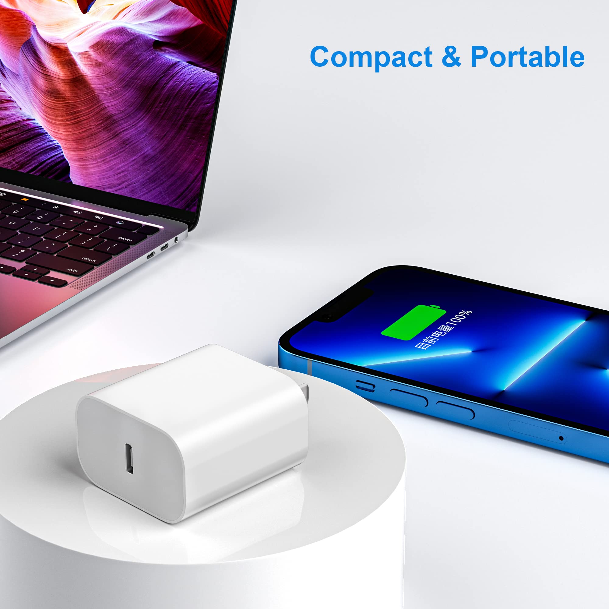 USBC Charger Block for iPhone 16 Charging Plug,MFI Certified Fast USB C Wall Cube 2Pack Power Adapter for iPhone 15/16 Pro/Plus/Pro Max/14/13/12/11,for iPad Air/Mini USB-C Charge Brick Box