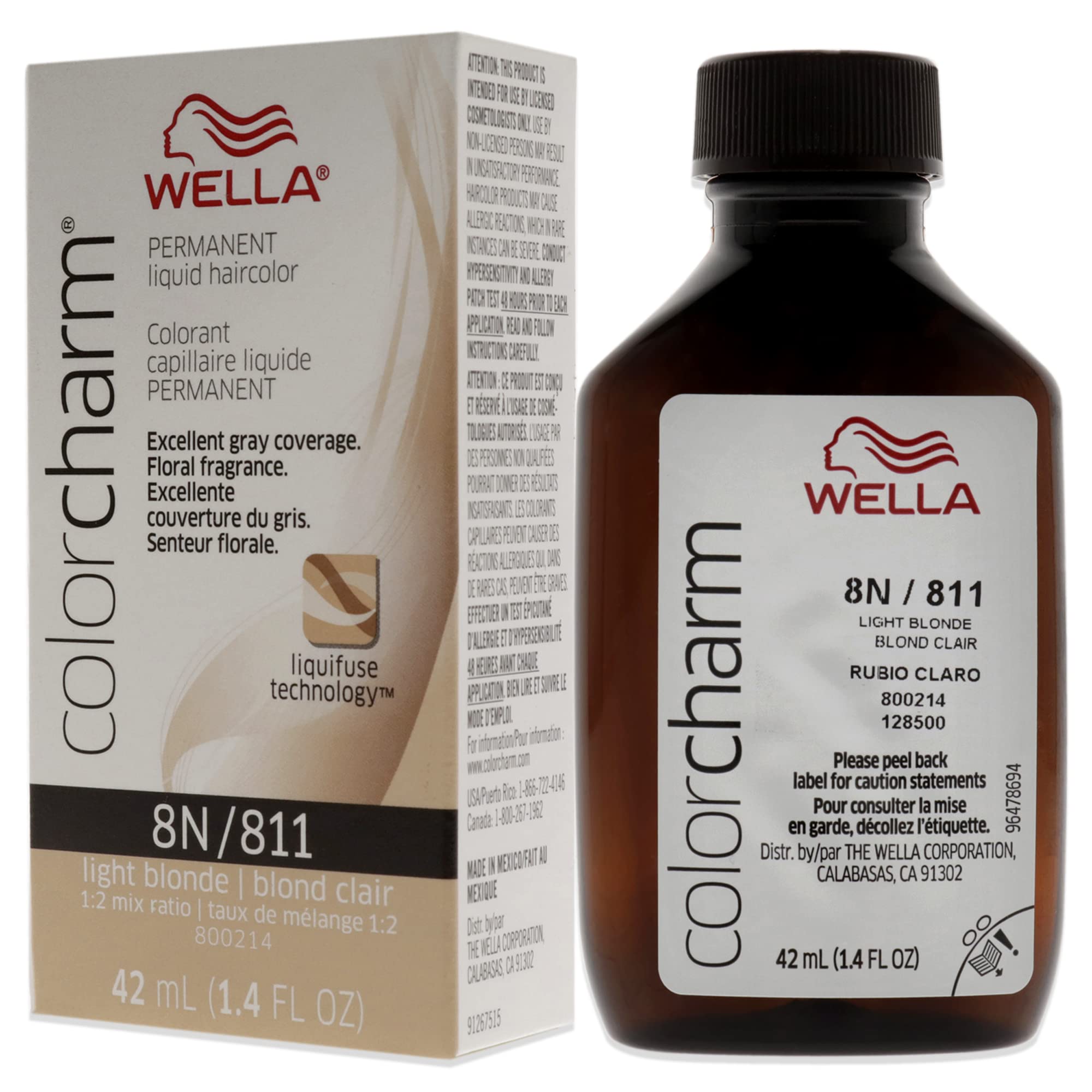 WELLA Color Charm Permanent Liquid Hair Color for Gray Coverage, 8N Light Blonde