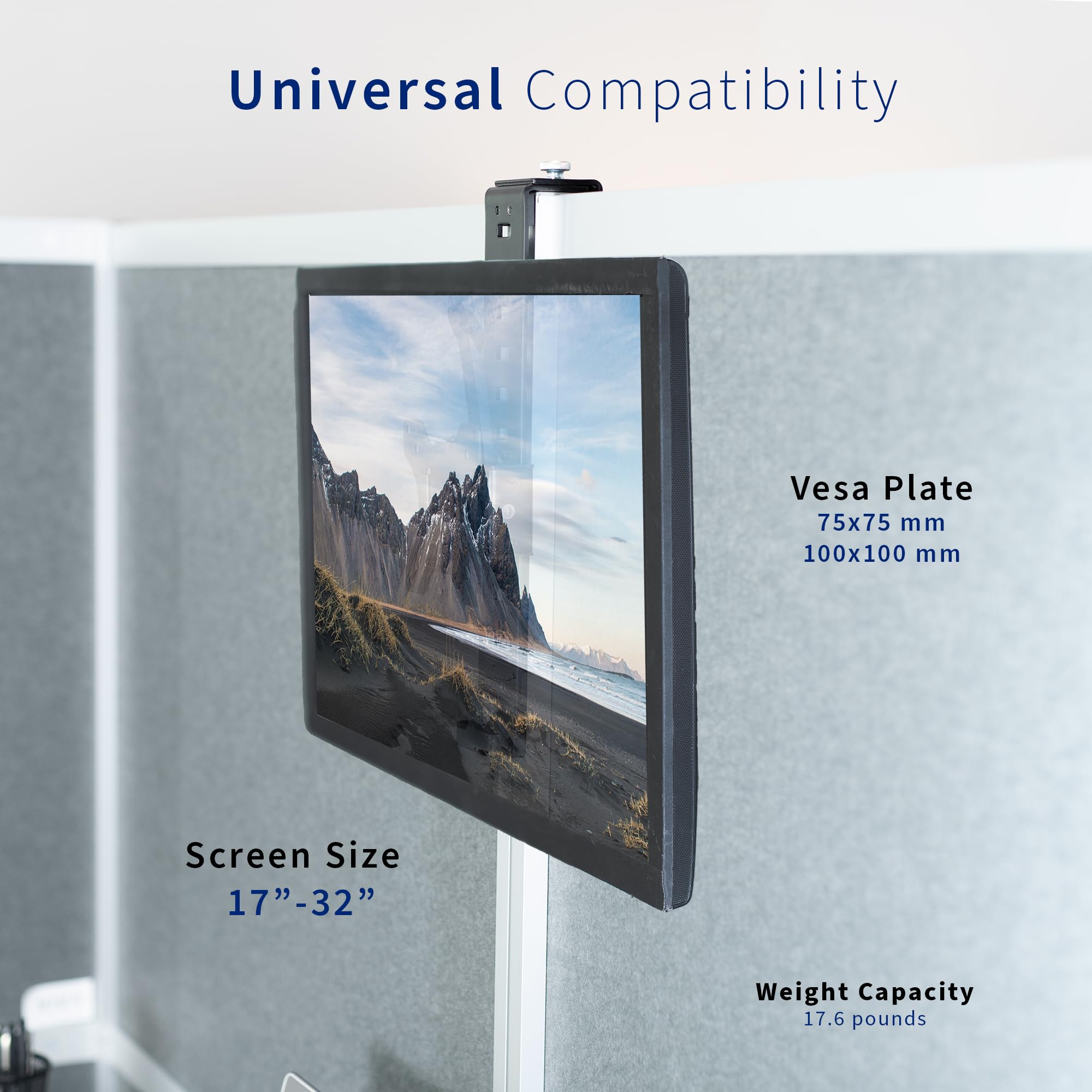 VIVO Black Office Cubicle Bracket VESA Monitor Mount Stand Hanger Attachment Adjustable Clamp for 17 to 32 inch Screen (Mount-CUB1)