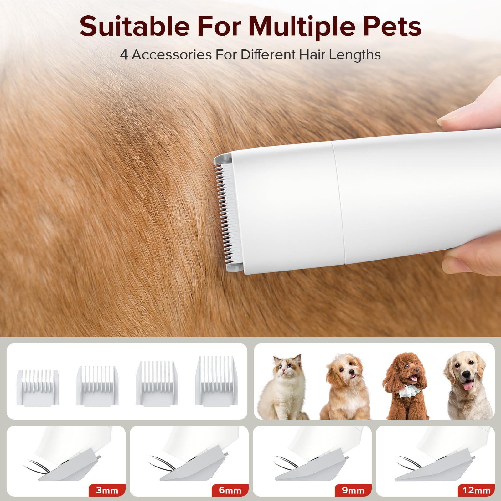 GROMCLIP Pet Grooming Kit with 1.8L Vacuum for Dog Hair Removal, Powerful Suction for Shedding Pets, Quiet Operation, 6 Tools & 4 Combs Included