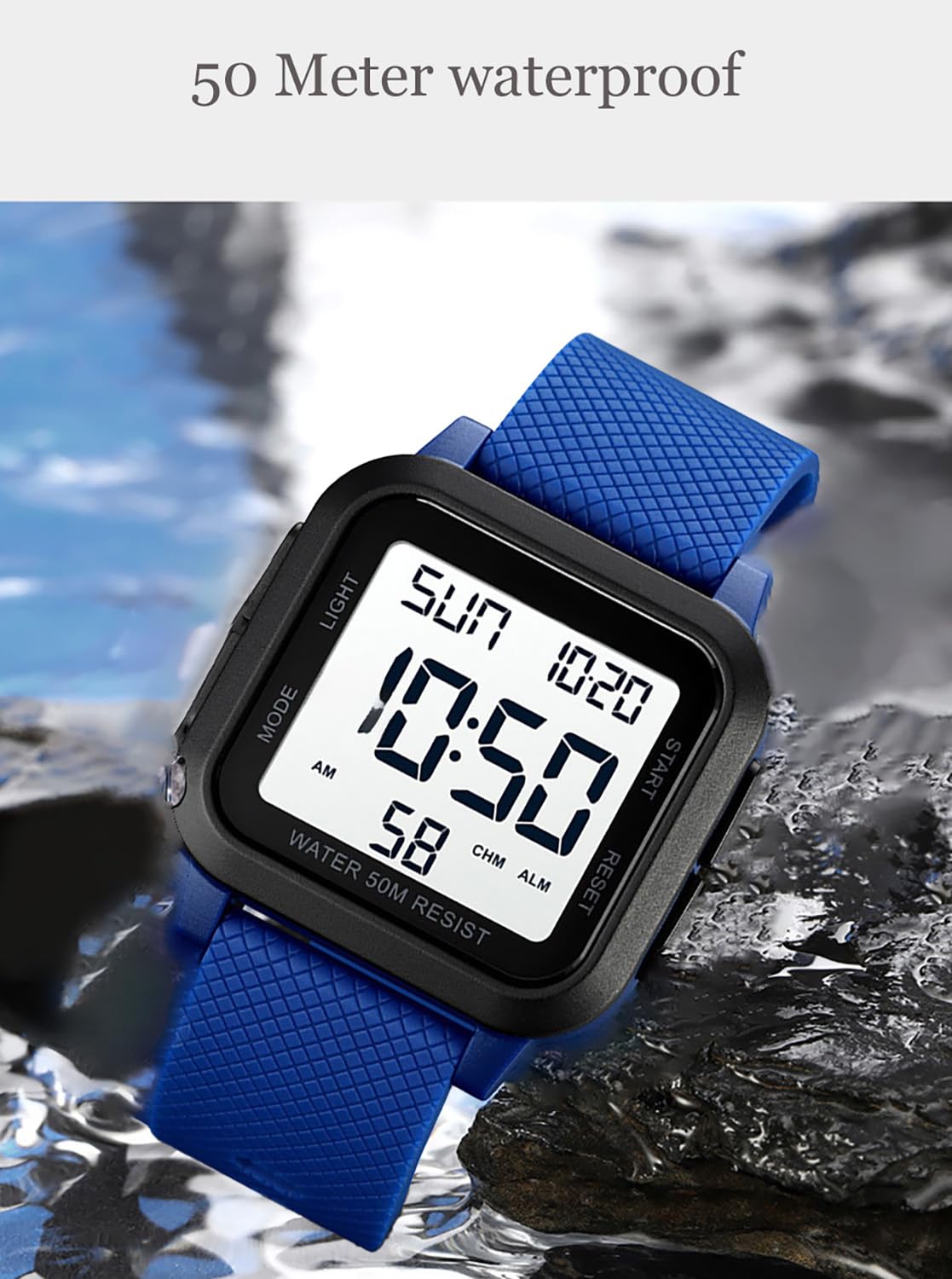 BESTKANG Unisex LED Digital Watch Women Men Digital Sports Watch Fashion Simple Luminous Waterproof Watch (Green-Black)
