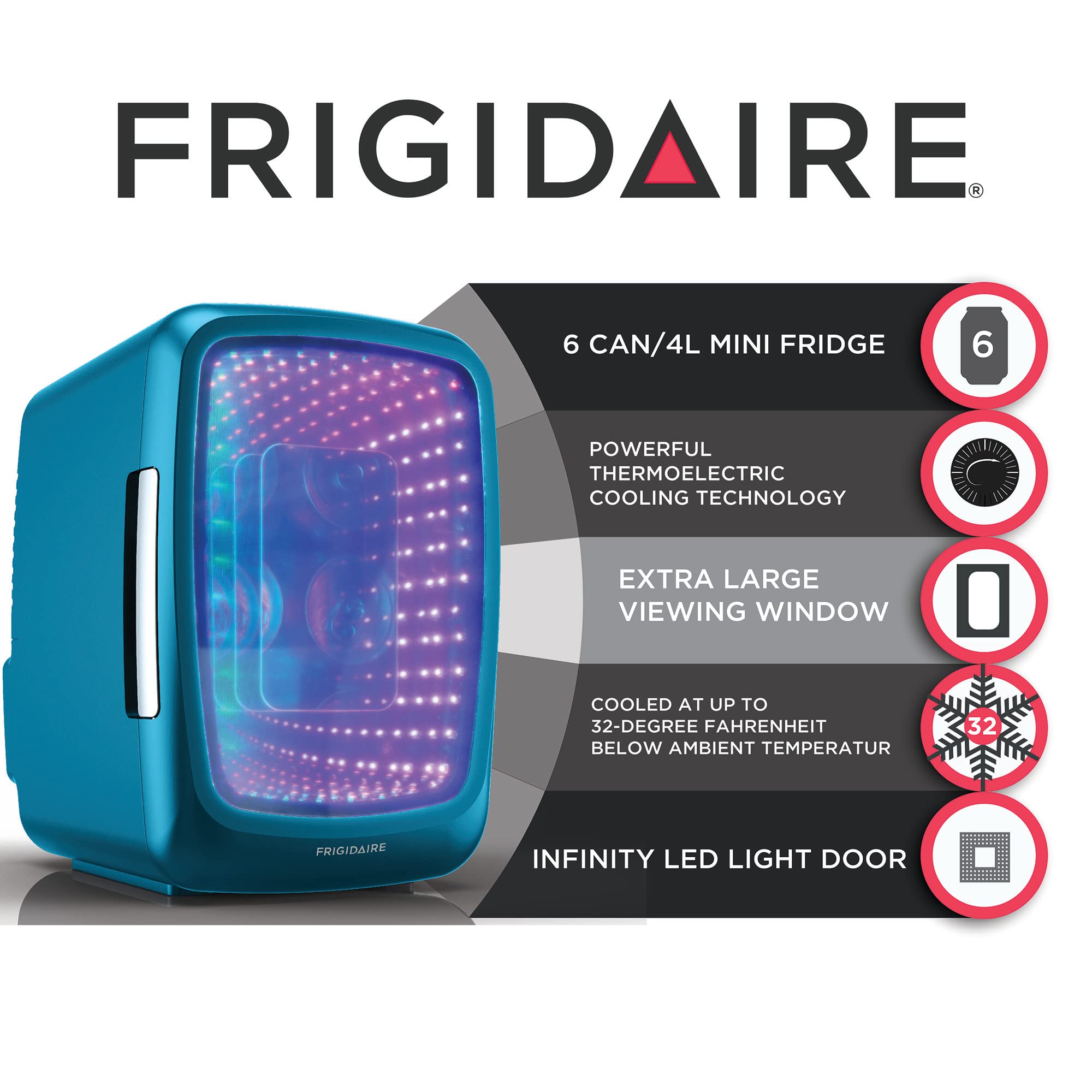 Frigidaire EFMIS179 Gaming Light Up Mini Beverage Refrigerator, Pack of 1, Blue