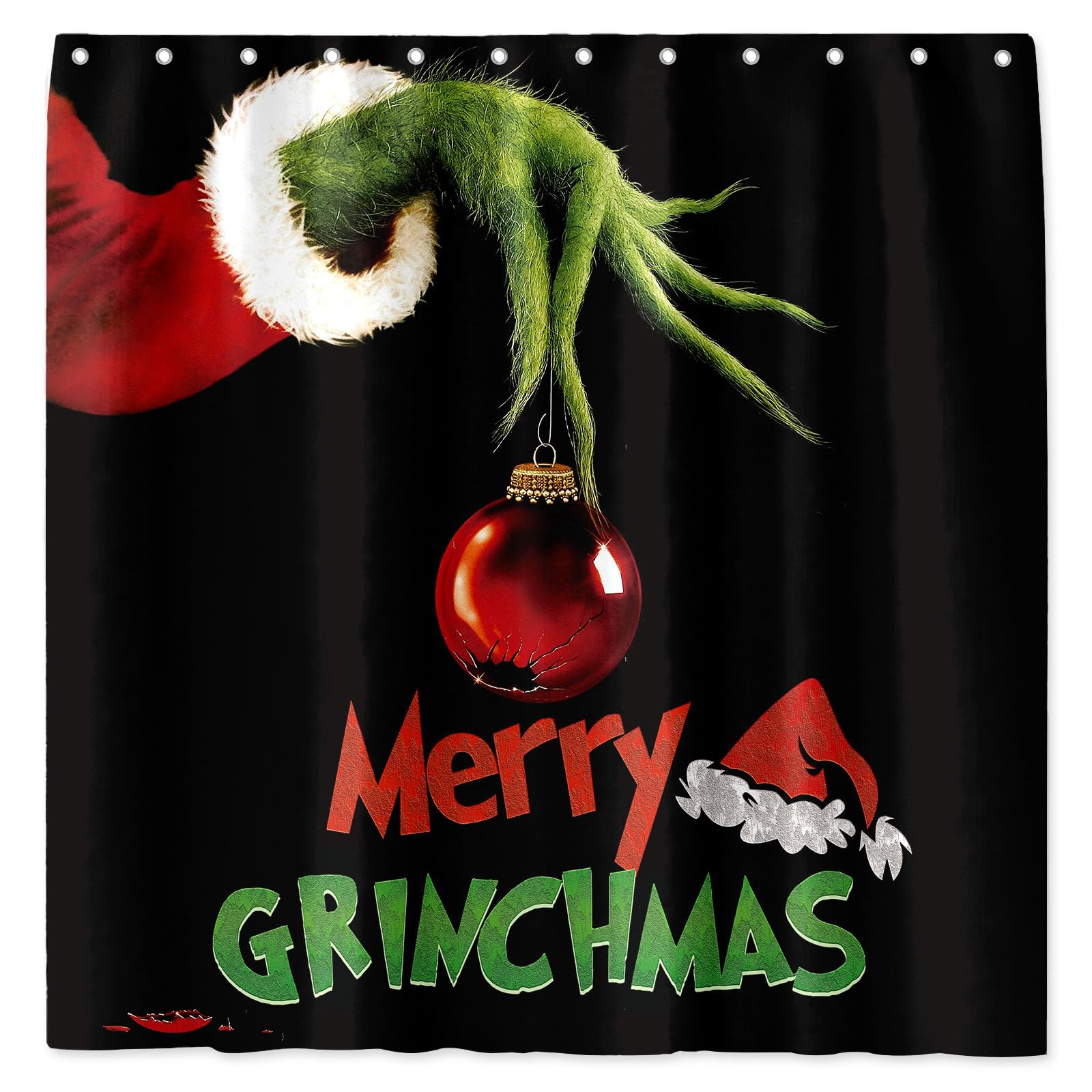 Seasonwood Christmas Shower Curtain Xmas Winter Holiday Shower Curtains Winter New Year Xmas Holiday Bath Decor Waterproof Fabric Machine Washable with 12 Hooks