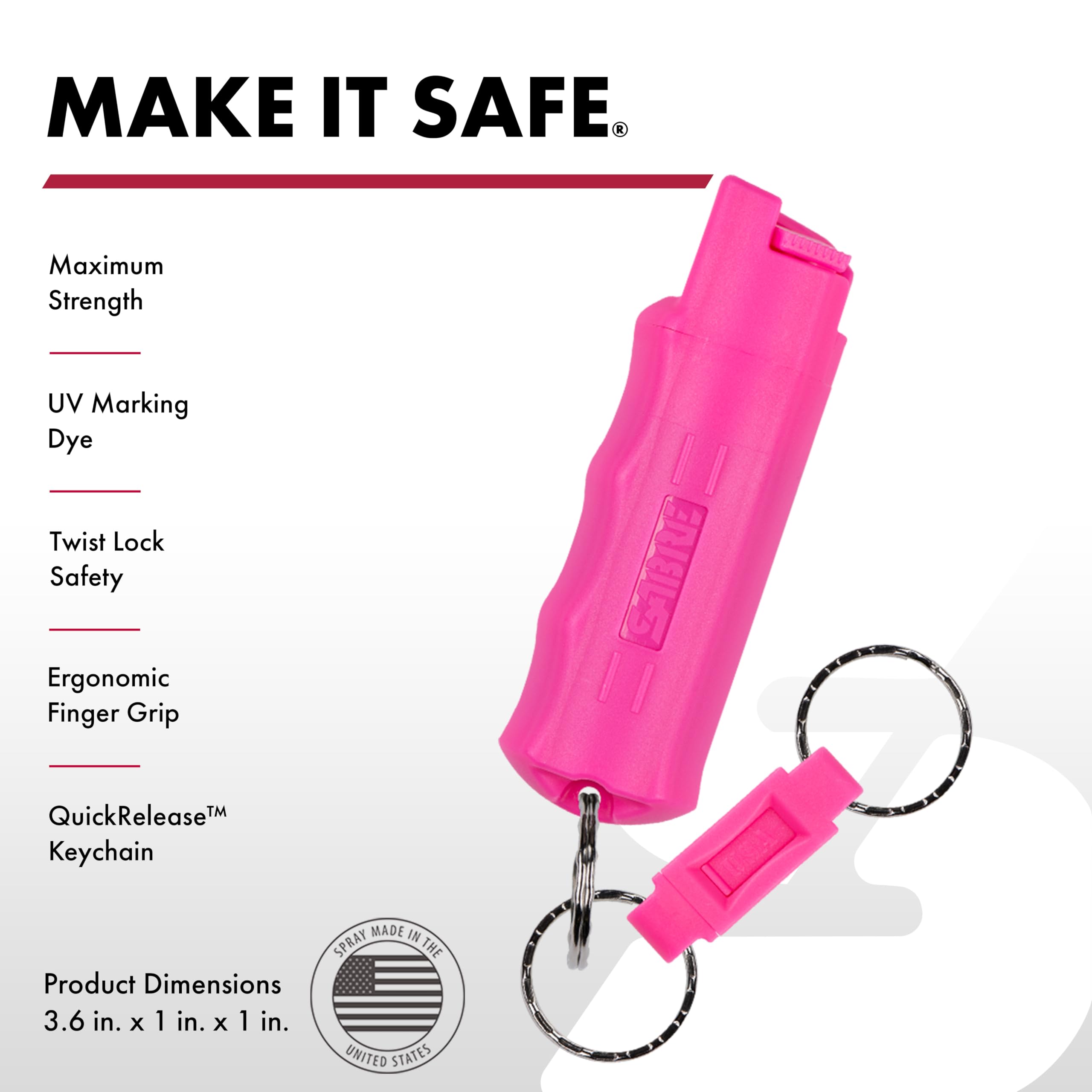 SABRE Pepper Spray, Quick Release Keychain for Easy Carry and Fast Access, Finger Grip for More Accurate and Faster Aim, Maximum Police Strength OC Spray, 0.54 oz, Secure and Easy to Use Safety