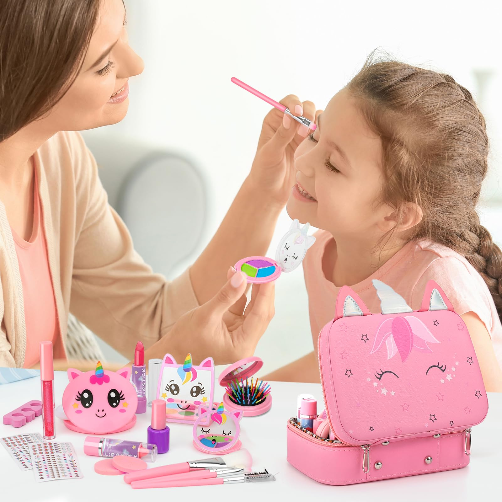 Kids Washable Makeup Girls Toys - Girls Makeup Kit for Kids Make up Set Real Makeup for Kid Little Girls Toddlers Children Princess Christmas Birthday Gifts Toys for 3 4 5 6 7 8 9 10 Year Old Girls