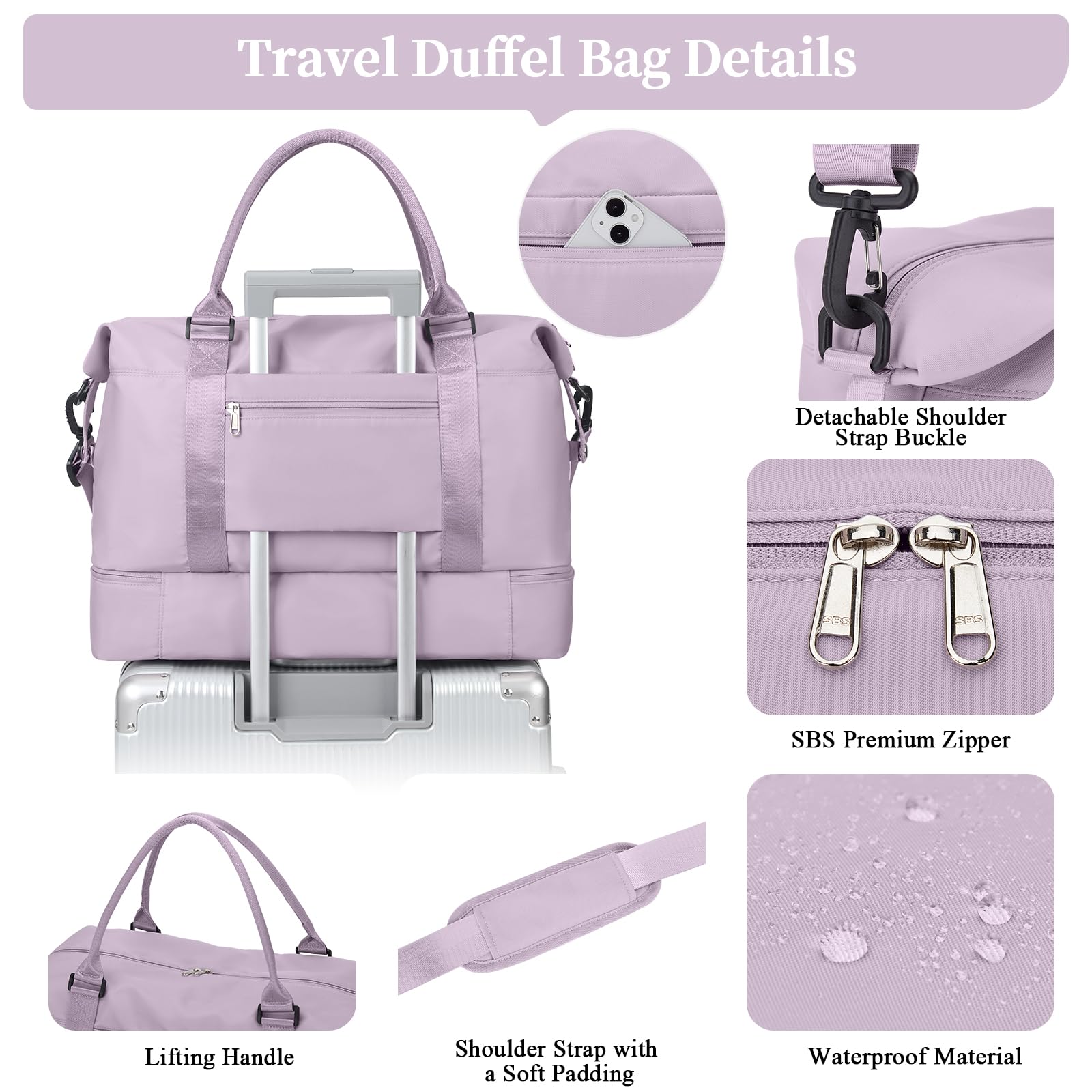 Weekender Bags for Women,Personal Item Travel Bag with Shoes Compartment,Overnight Travel Duffel Bag with Toiletry Bag