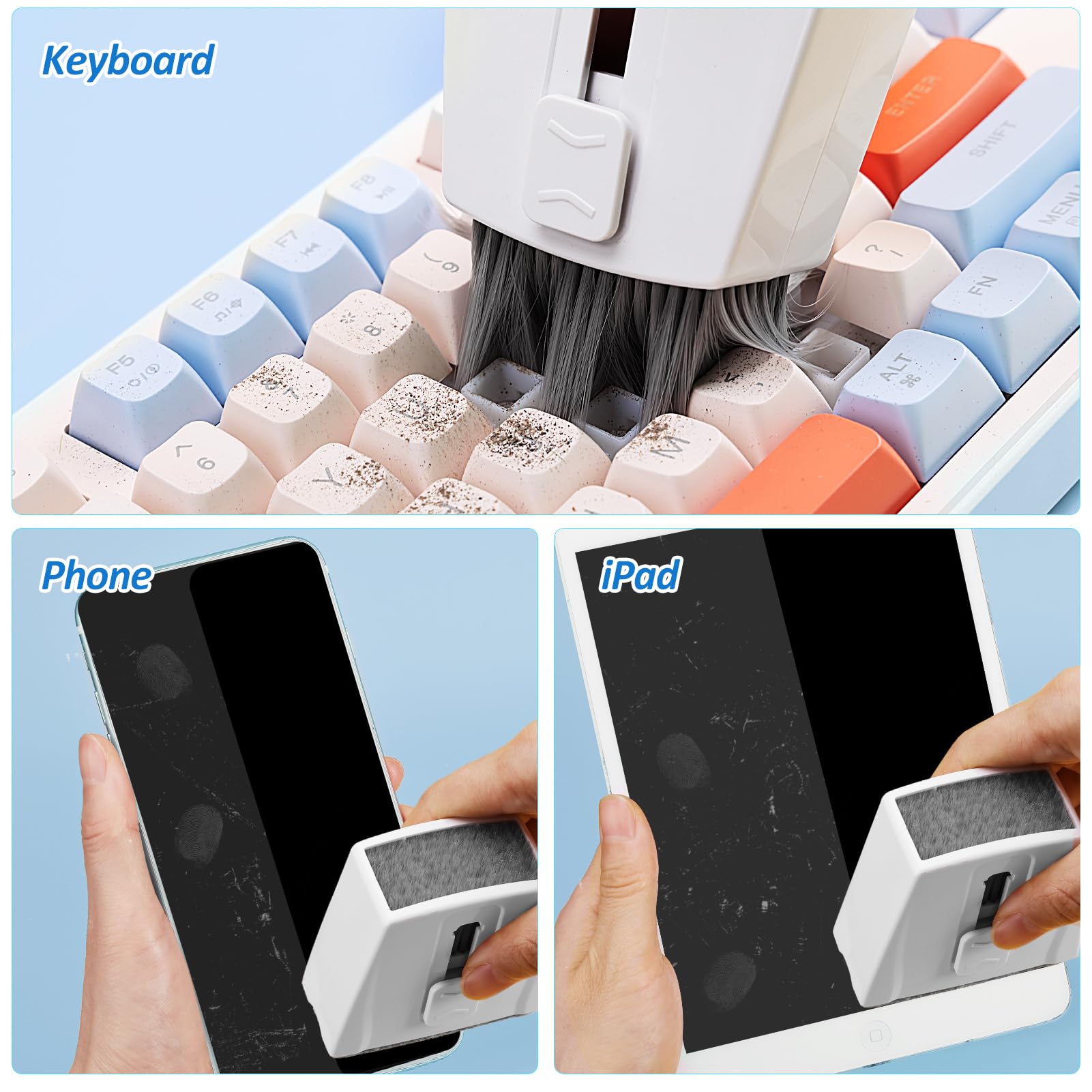 Keyboard Cleaning Kit Keyboard Cleaner, Laptop Cleaning Kit with Retractable Keyboard Brush and Screen Cleaner Spray 30ml, Electronic Cleaner Tool for PC, Computer, Laptop, MacBook, ipad, Phone