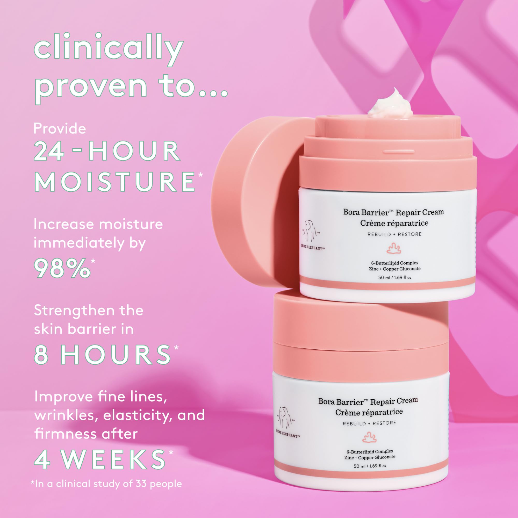 Drunk Elephant Bora Barrier Repair Cream - 50 ml - Delivers Reparative, Clinically Proven 24-Hour Moisture - Free of Essential Oils, Silicones, and Fragrances - Cruelty Free