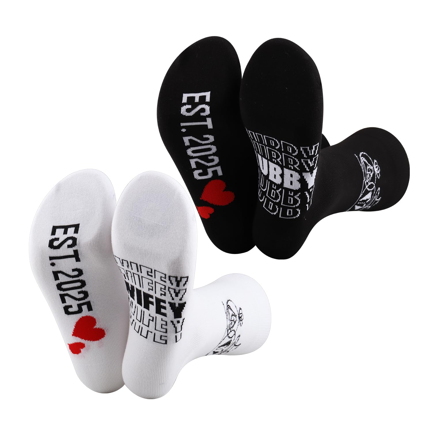 MBMSO Couples Socks Set Newlyweds Gift Socks Hubby and Wifey Est. 2024 Wedding Gift for Bride and Groom Socks Engagement Gift (HUBS&WIFE Socks-sets)