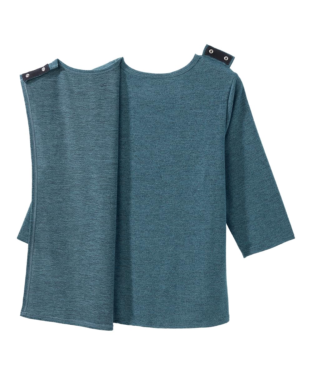 Silverts Women's Open Back 3/4 Sleeve Soft Top - Ocean Heather LGE