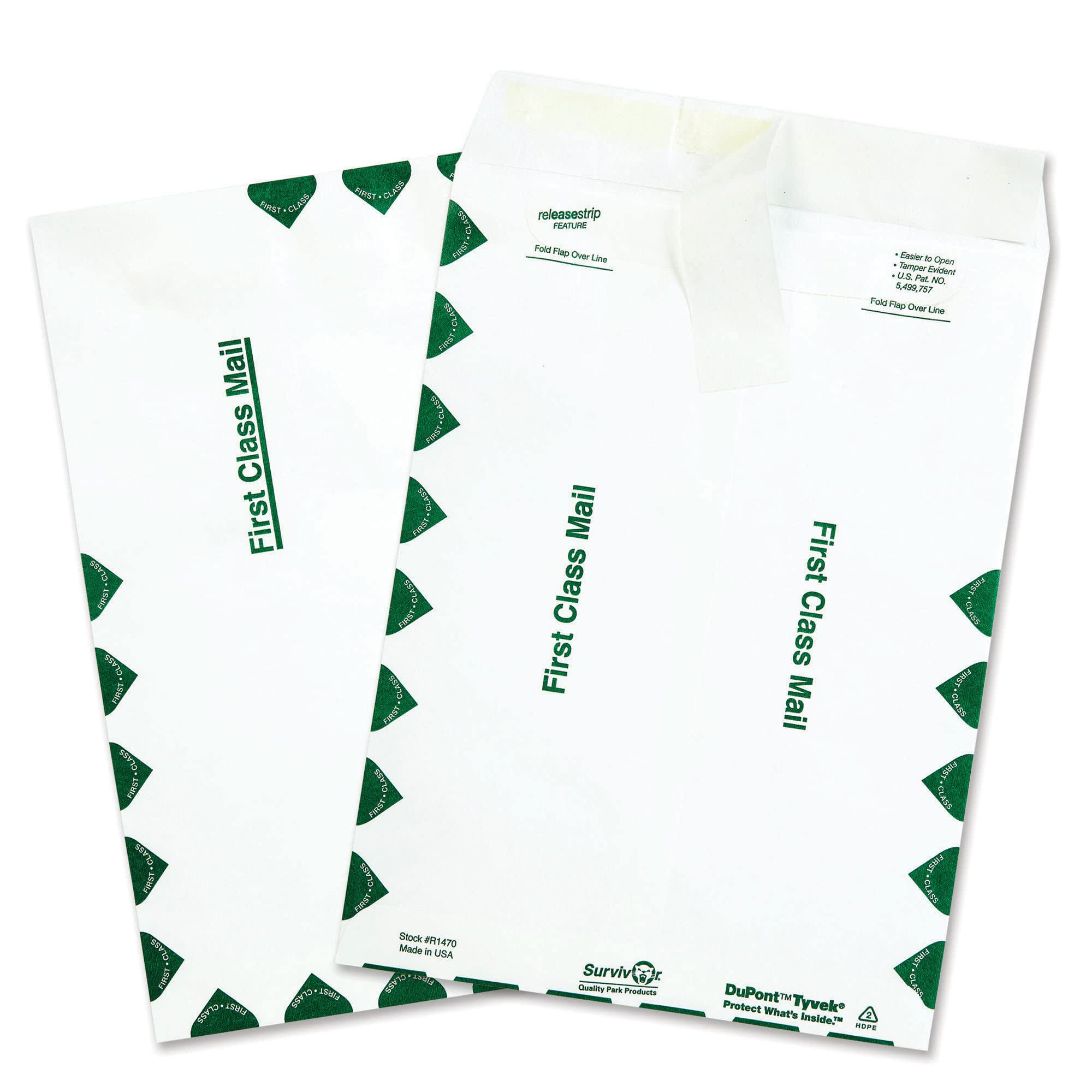 Survivor R1470 Tyvek USPS First Class Mailer, 9 x 12, White (Box of 100)