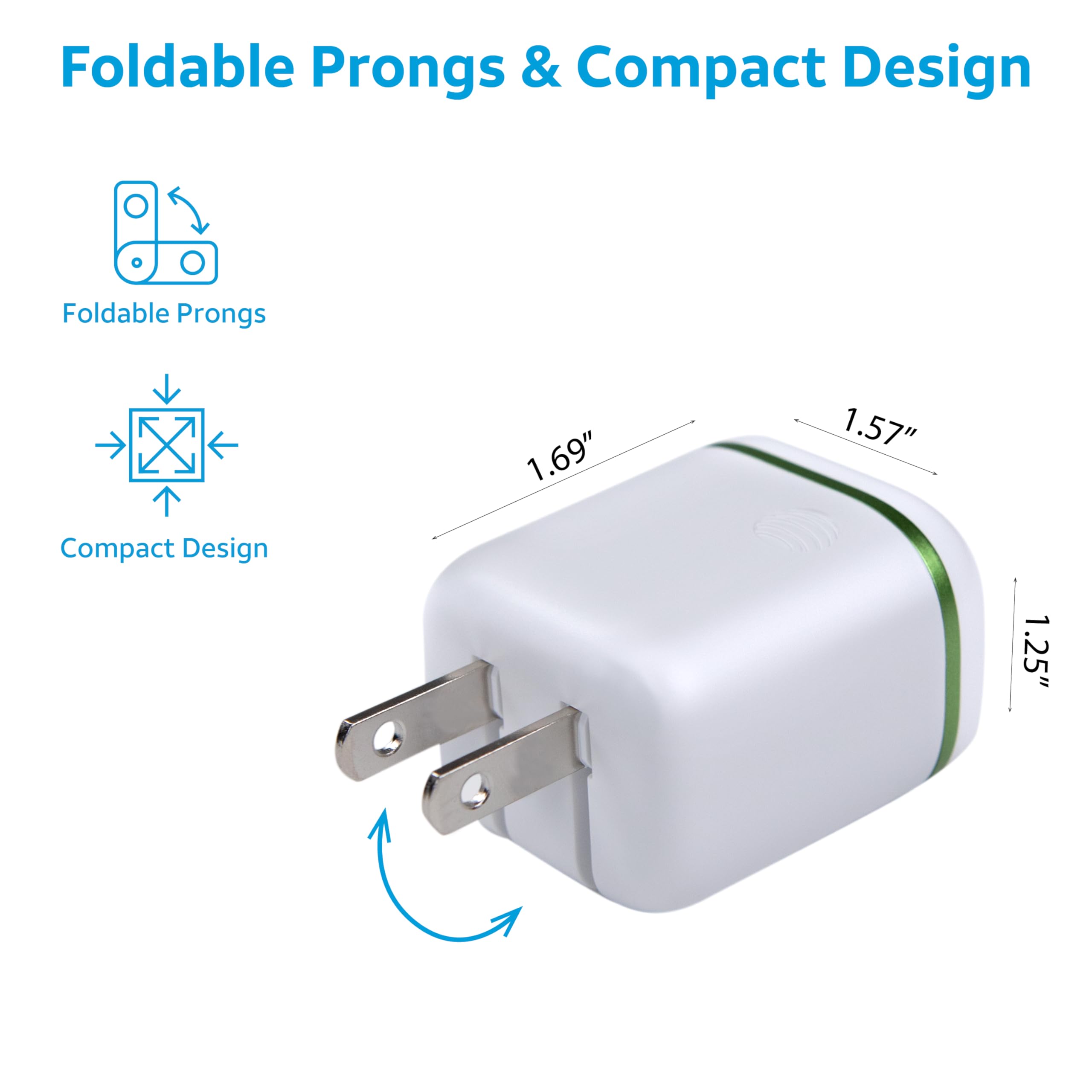 AT&T Single Port Fast Charging 30W USB-C Power Adapter Wall Block with Foldable Prongs for Apple iPhone, iPad, Google Pixel, Samsung Galaxy (White)