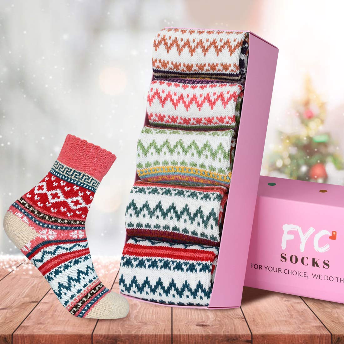 FYC Women Socks Winter - Gifts for Women - Warm Thick Soft Wool Cozy Crew Socks Christmas Stocking Stuffers Gifts for Women