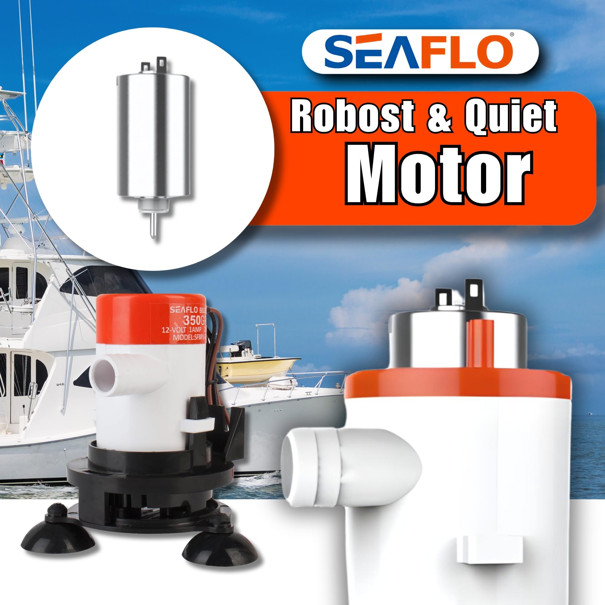SEAFLO 10 Series Portable Livewell Aerator Kit - 12V, 350 GPH, Bait Pump, Submersible, Corrosion-Resistant, Efficient Oxygenation, Fresh/Saltwater Use, CE & ROHS Certified, 4-Year Warranty