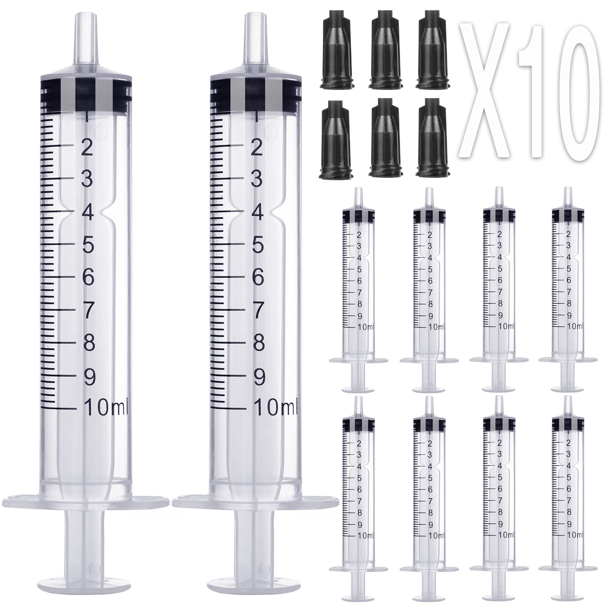 10ml Syringe Without Needle - 10 ml Small Plastic Syringes Sterile Individually Packed with Cap for Lab Medicine Student Measuring Liquid and Pet Dog Cat Baby Feeding Oral Colostrum (10 Pack 10cc /ml)