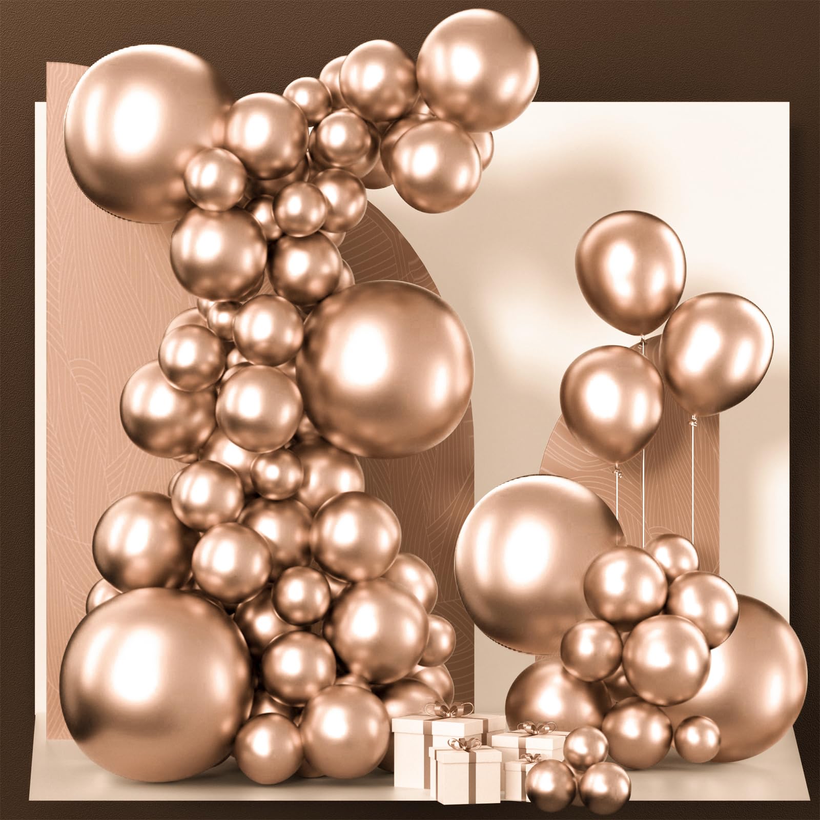 PartyWoo Metallic Champagne Gold Balloons, 130 pcs Champagne Gold Balloons Different Sizes Pack of 18 Inch 12 Inch 10 Inch 5 Inch for Balloon Garland or Arch as Birthday Decorations, Party Decorations