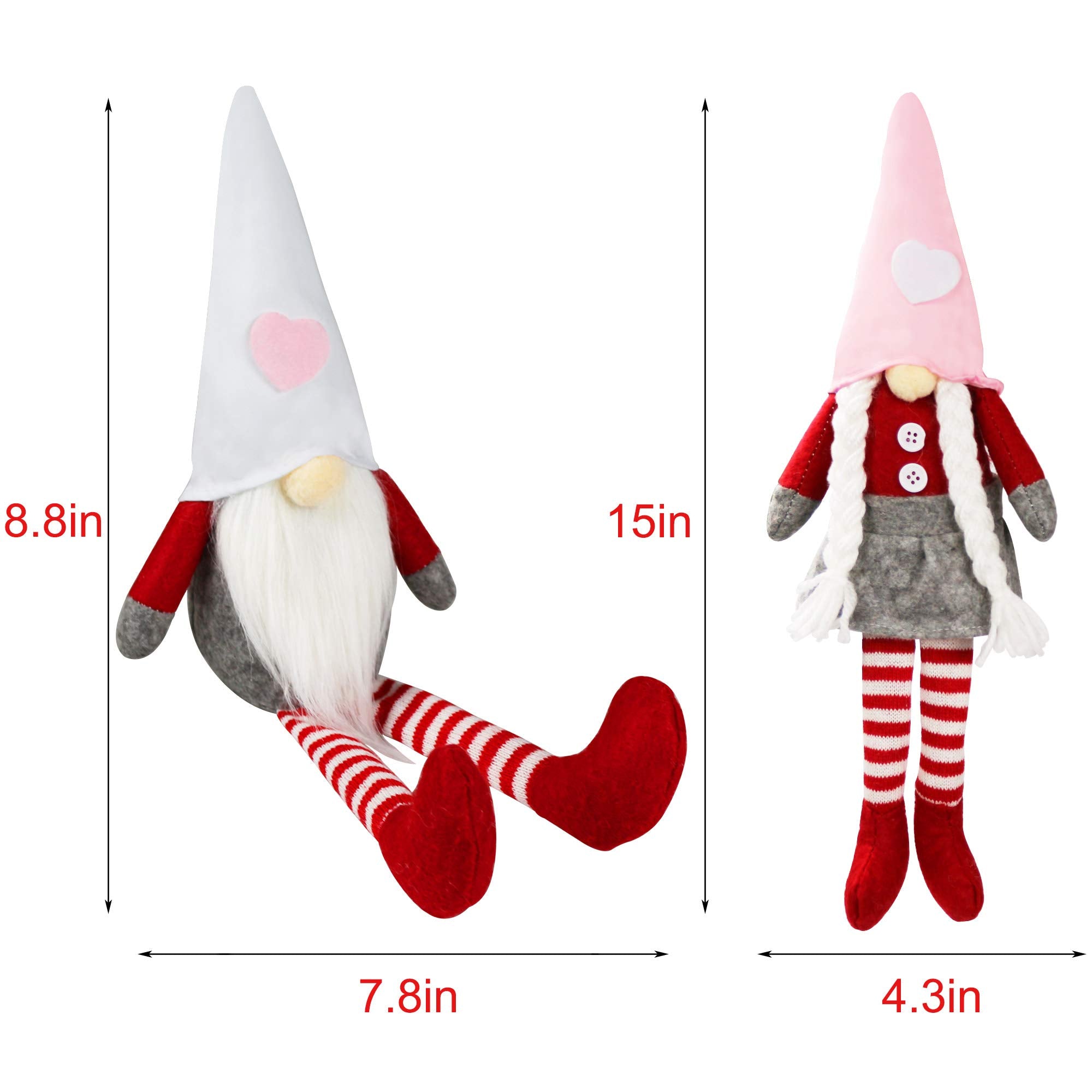 Valentines Day Decorations, Valentines Day Decor Gnomes, 2PCS Mr and Mrs Valentine Gnome Plush, Handmade Scandinavian Tomte for Home Table Decorations, Valentine's Gifts