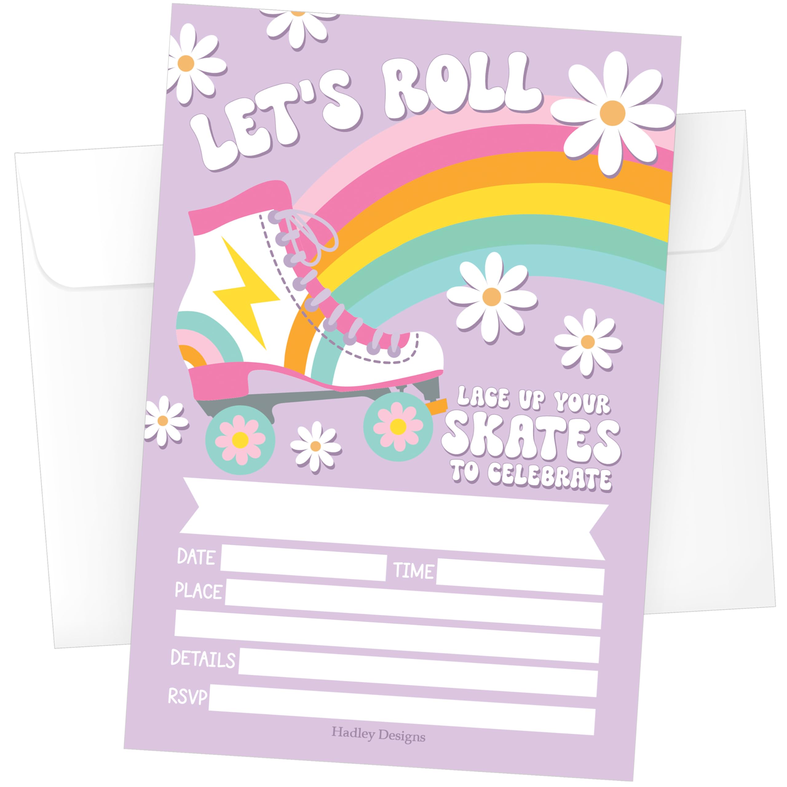 15 Roller Skate Birthday Invitations Girl - Groovy Birthday Party Invitations For Girls, Lets Roll Invitations For Birthday Party Invitation Girl, Invitation Cards, Kids Birthday Invitations Girl