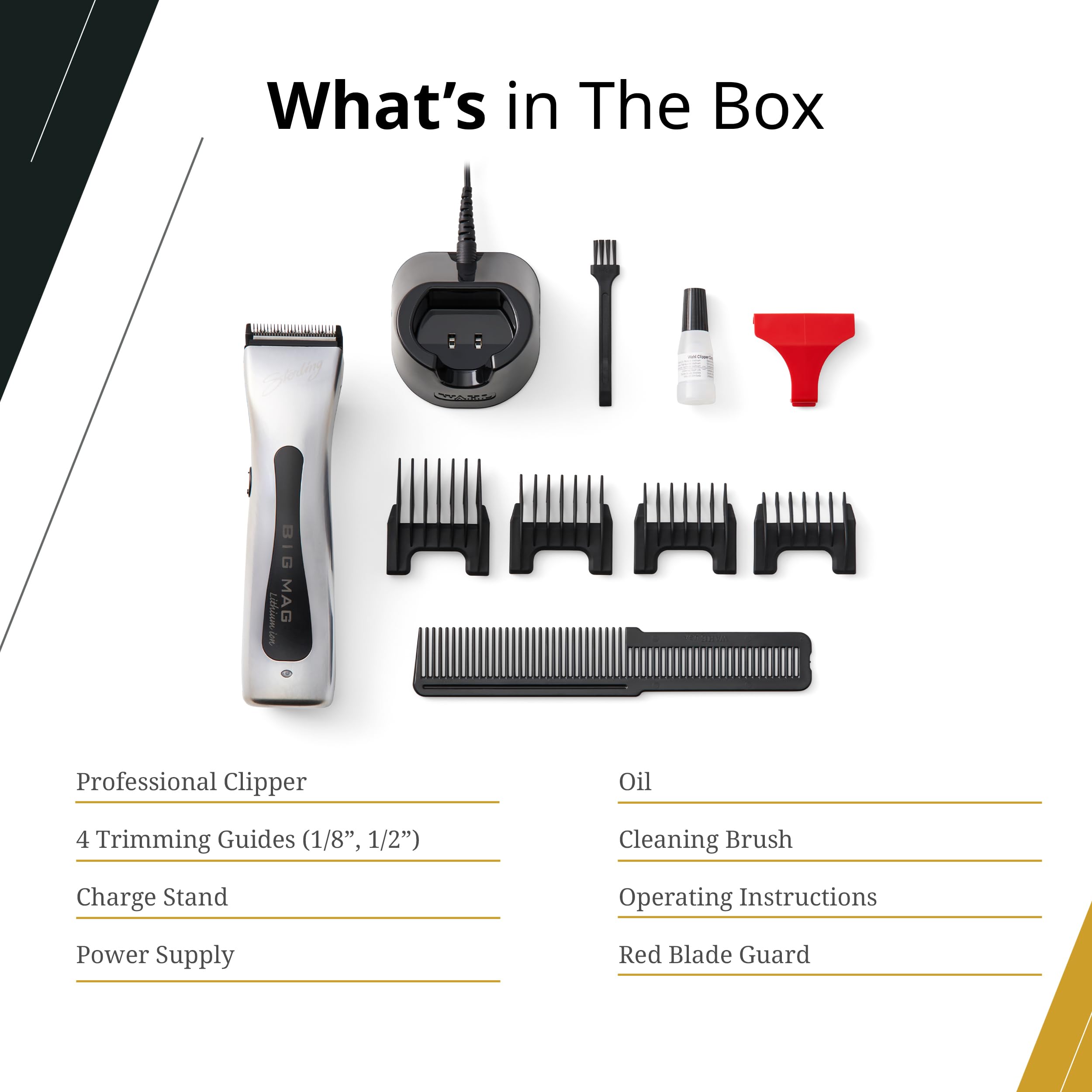 Wahl Professional - Sterling Big Mag Clipper - Salon-Quality, Cordless, Electric Hair Clipper with Rotary Motor - Silver