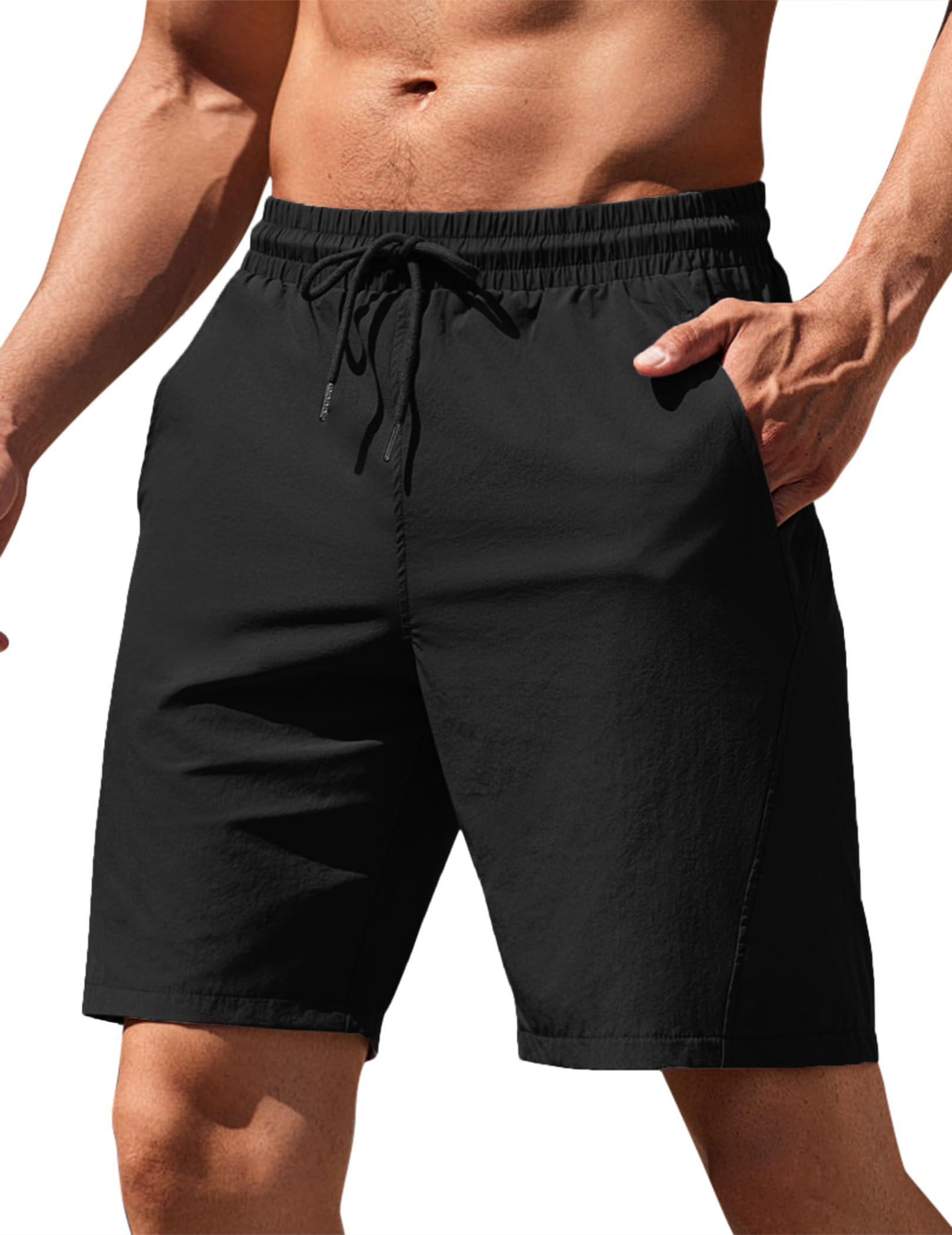 COOFANDY Men's 9" Sports Shorts Basketball Running Athletic Gym Workout Shorts Black