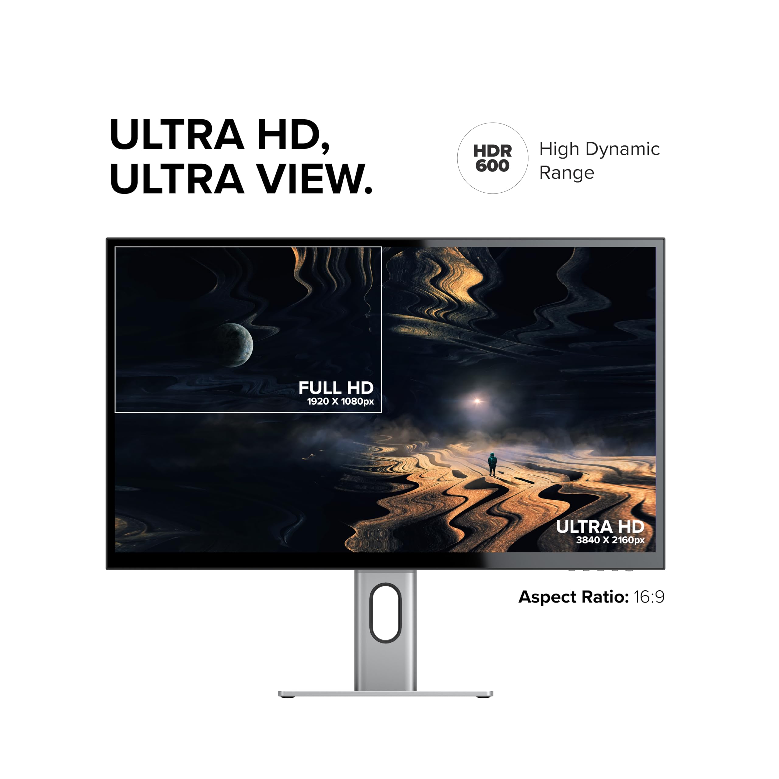 ALOGIC Clarity 27” 4K UHD LCD Monitor | USB-C 90W Power Delivery | 16:9 Silver & Black | Adjustable Stand