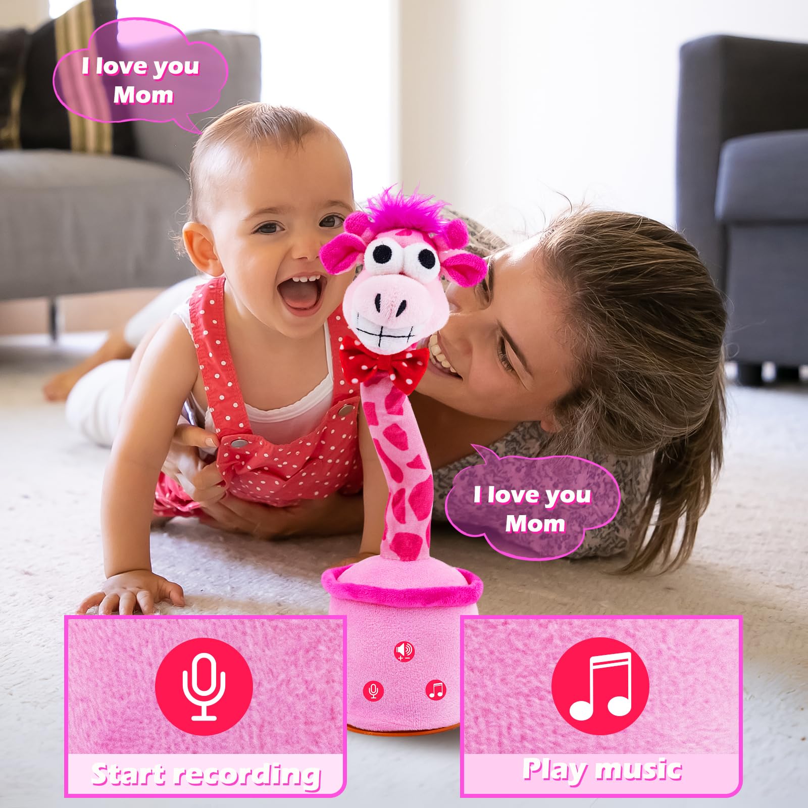 Aywewii Dancing Talking Giraffe Toy, Volume Adjustable Baby Toy Repeats Sings Mimicks Toddler Toys with 120 Songs Recording What You Say Gifts for Birthday Kids Toys for 3 4 5 6+ Year Olds