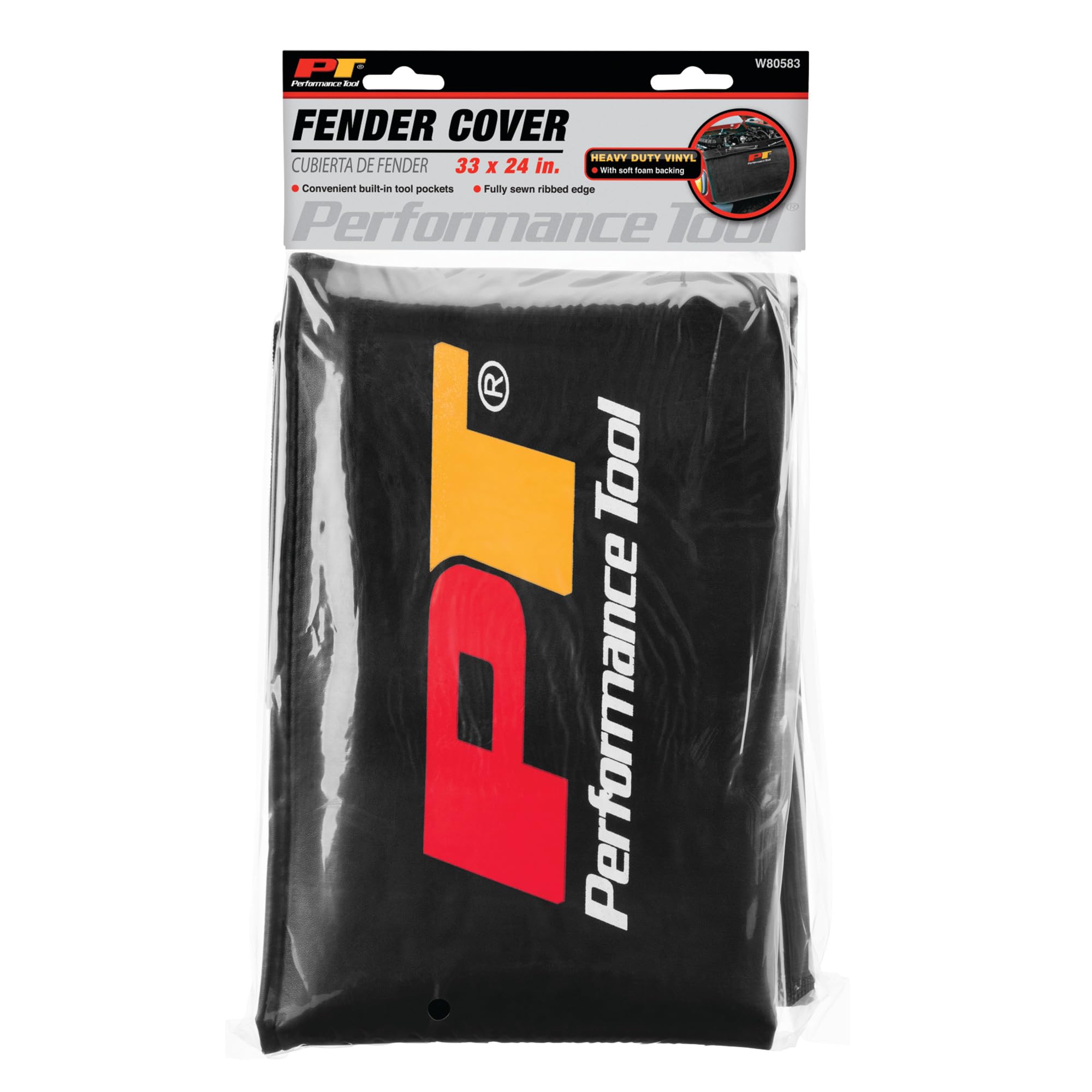 Performance Tool W80583 Fender Cover with Foam Packing and Tool Pockets to Protect Vehicle During Maintenance, 33-Inch x 24-Inch