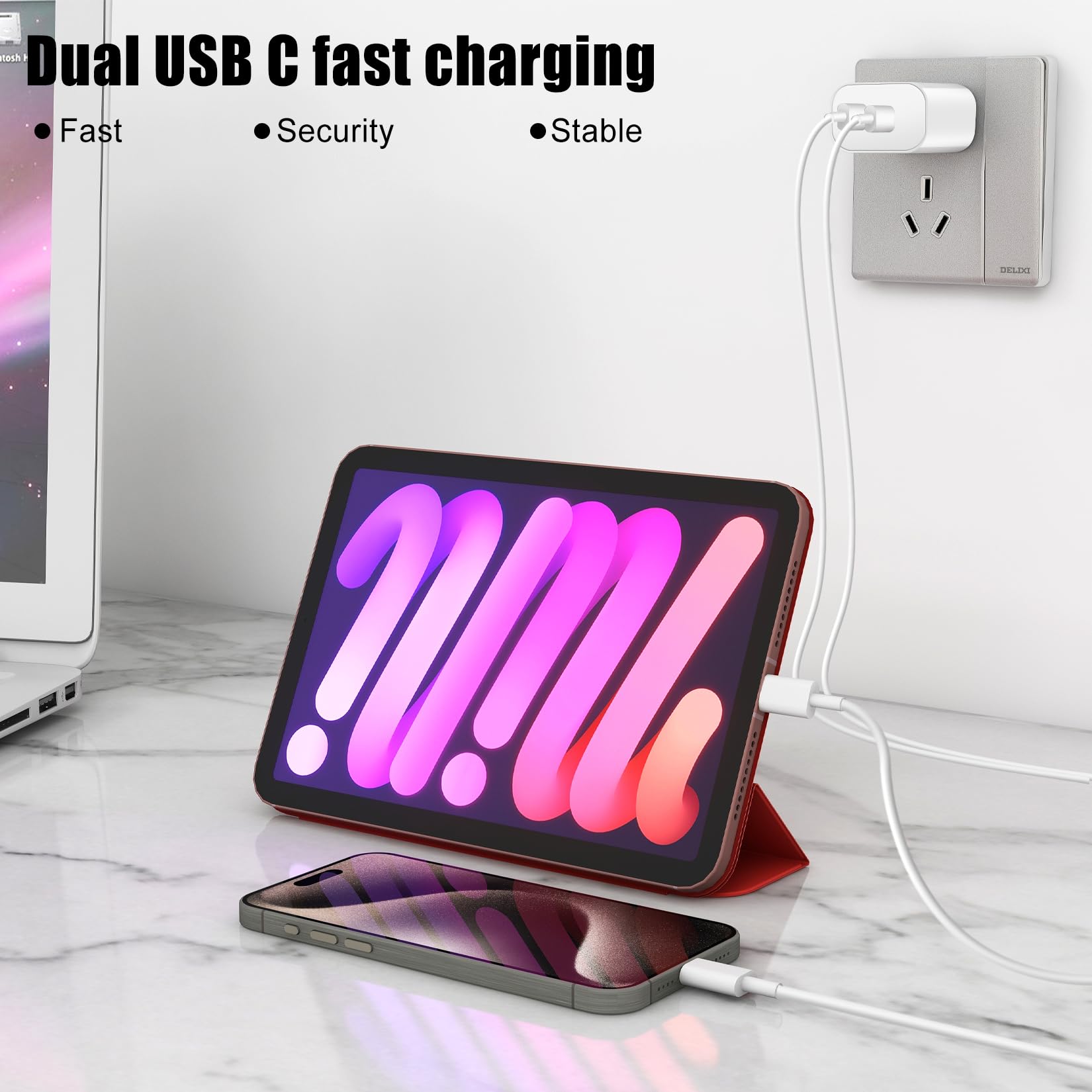 Charger for iPhone 16 15,Fast Dual Port USB C Charger Block,Double USB C iPhone 16 15 Wall Charger Power Adapter,6FT Quick USB C to C Cable for iPhone 16/16 Pro Max/16 Pro/15 Pro/15 Plus,iPad Pro/Air