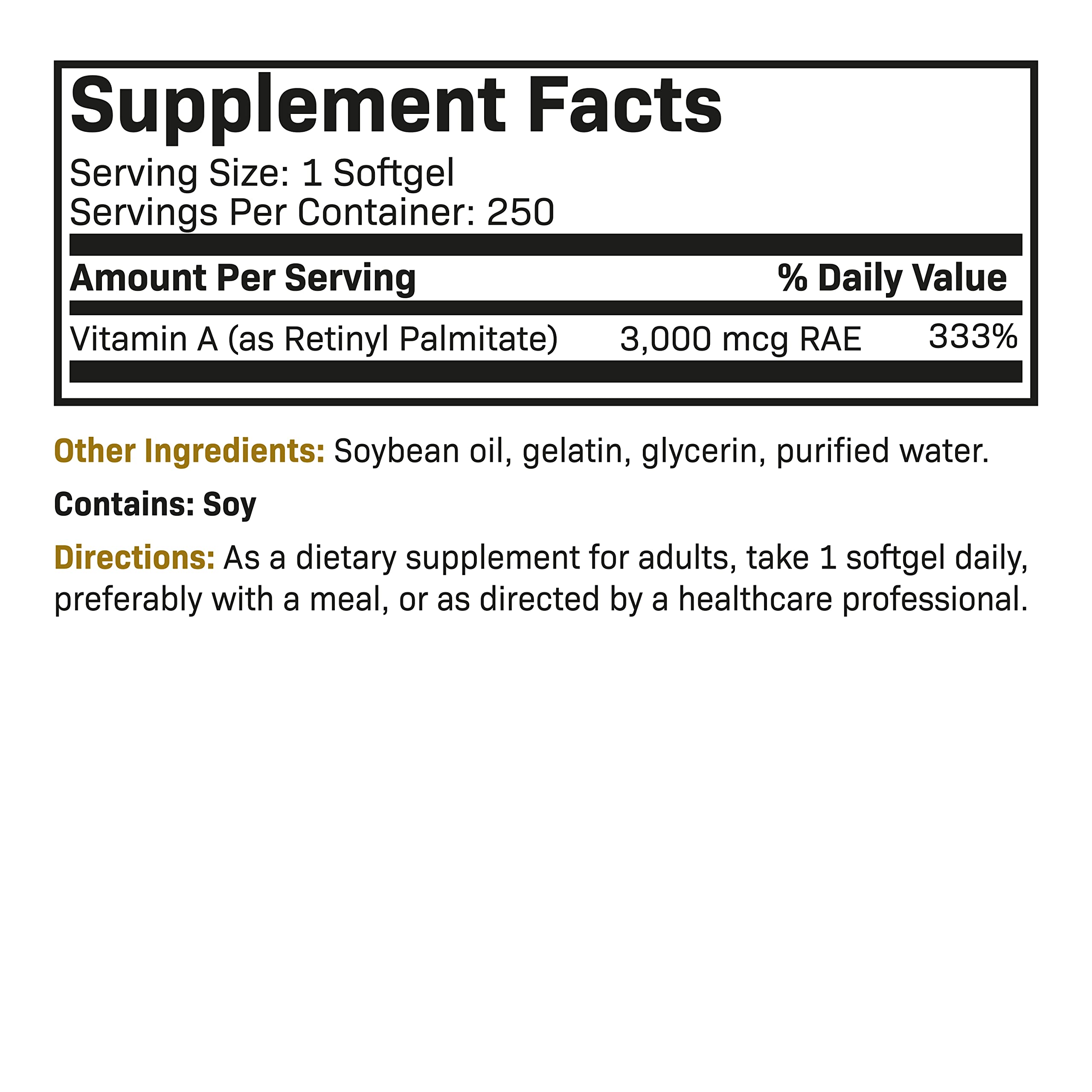 Futurebiotics Vitamin A 10,000 IU Premium Non-GMO Formula Supports Healthy Vision & Immune System and Healthy Growth & Reproduction, 250 Softgels